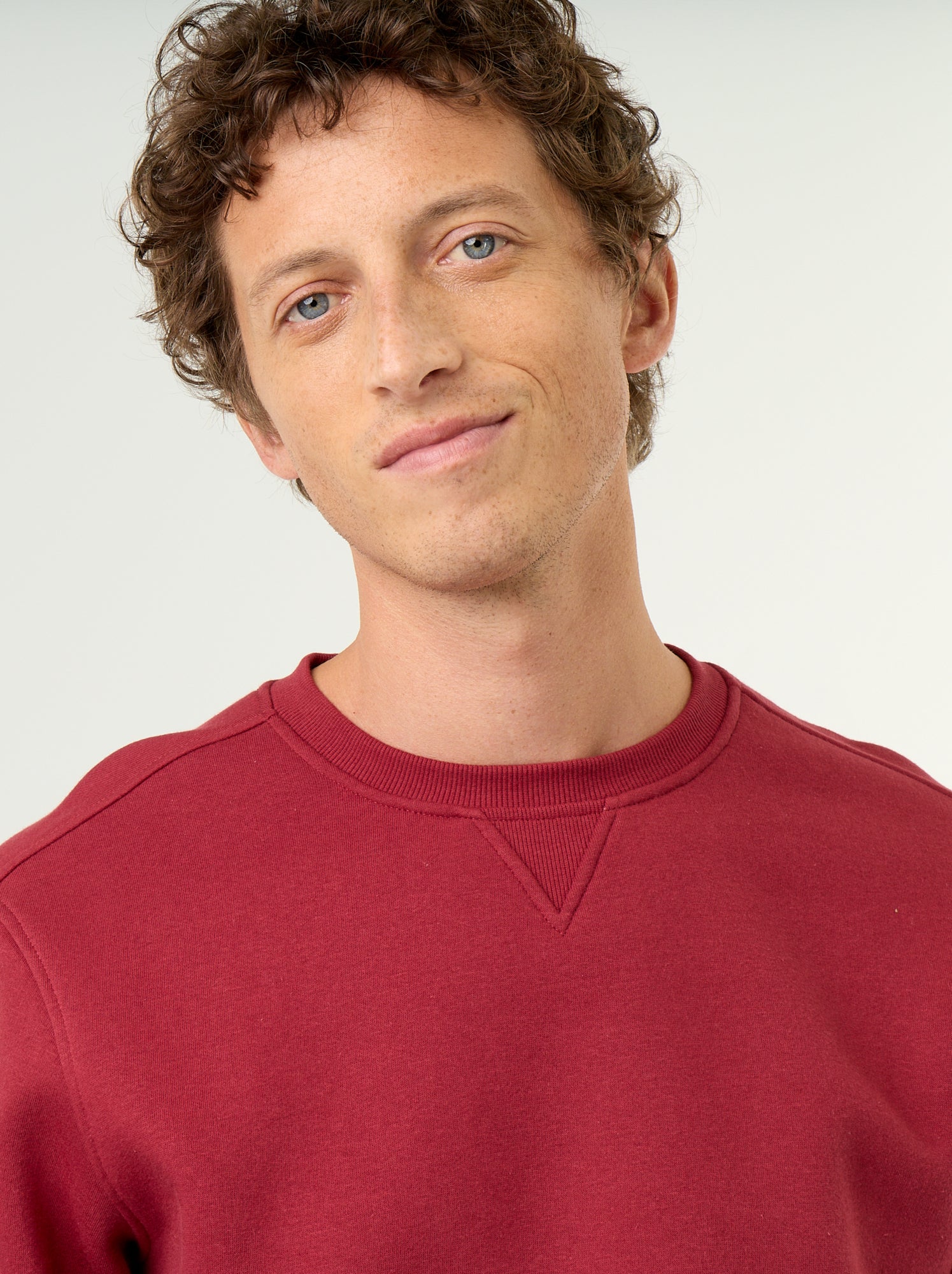 Sweat uni en molleton gratté - Rouge