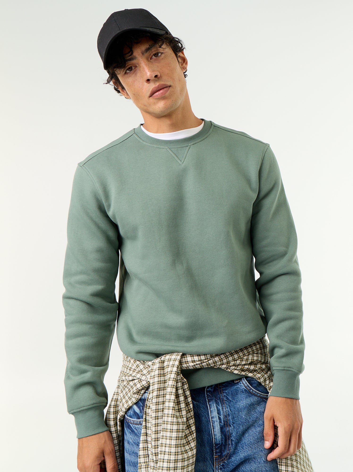 Sweat uni en molleton gratté - Vert