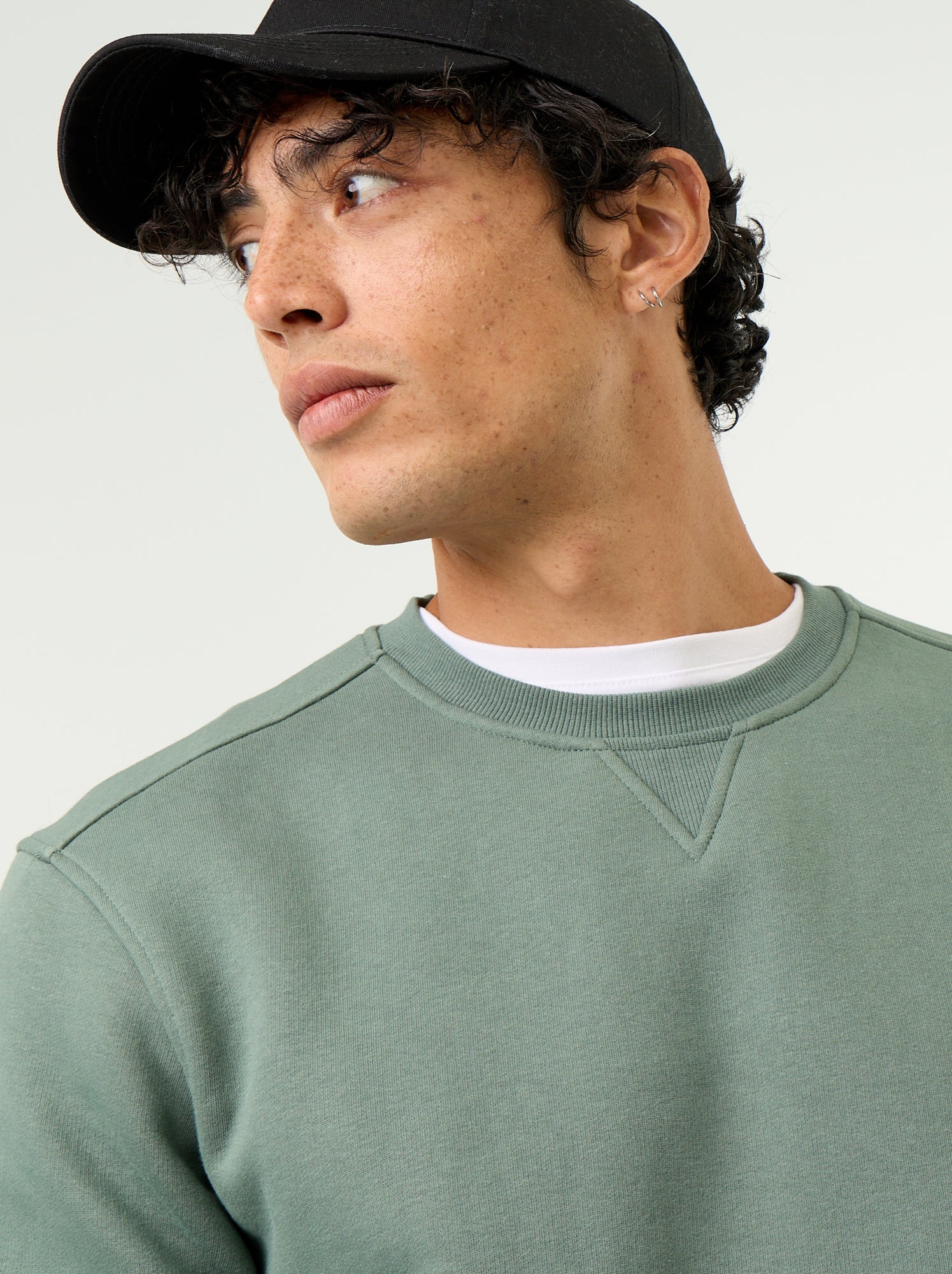 Sweat uni en molleton gratté - Vert