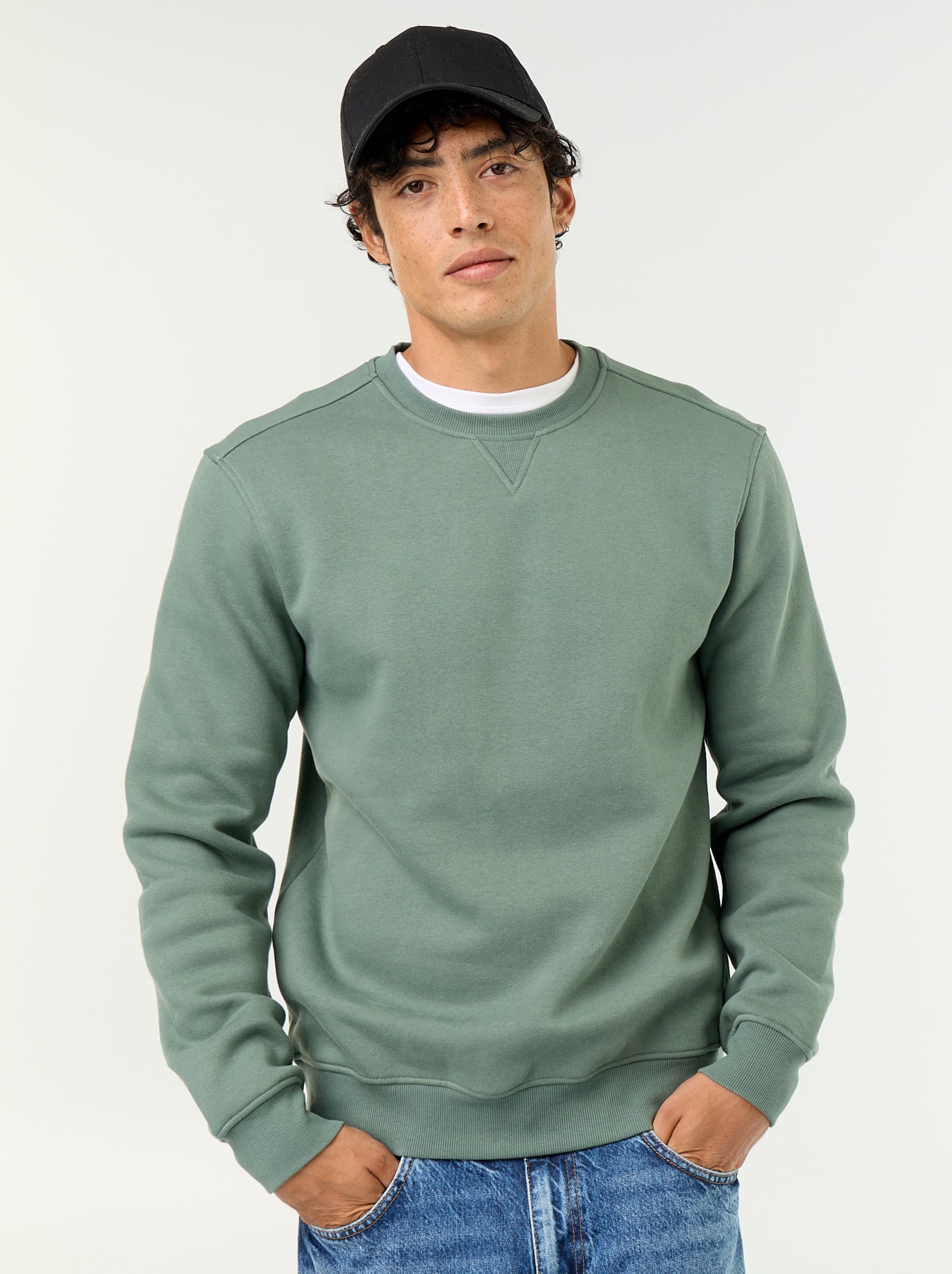 Sweat uni en molleton gratté - Vert