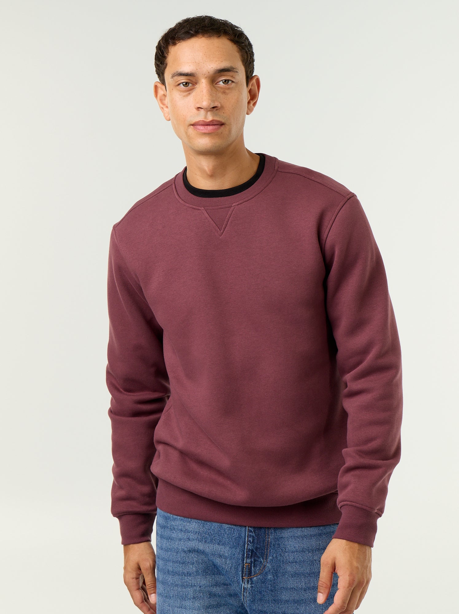 Sweat uni en molleton gratté - Violet
