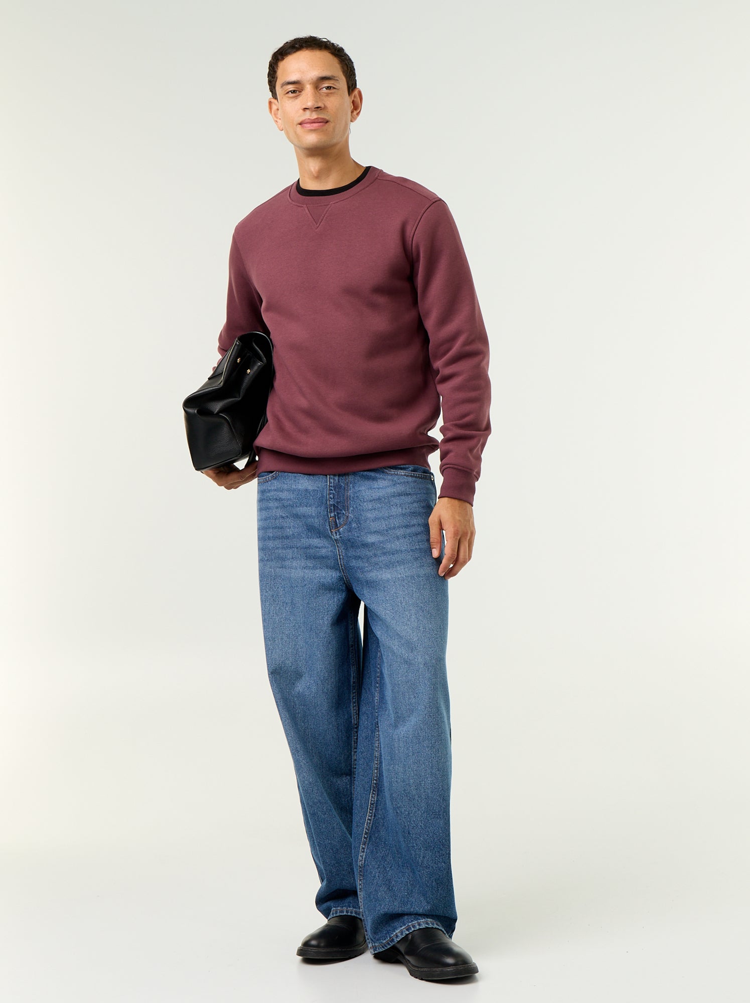 Sweat uni en molleton gratté - Violet