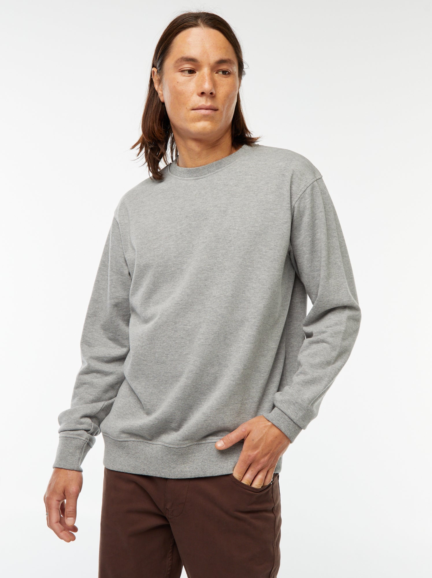 Sweat uni en molleton léger - Gris