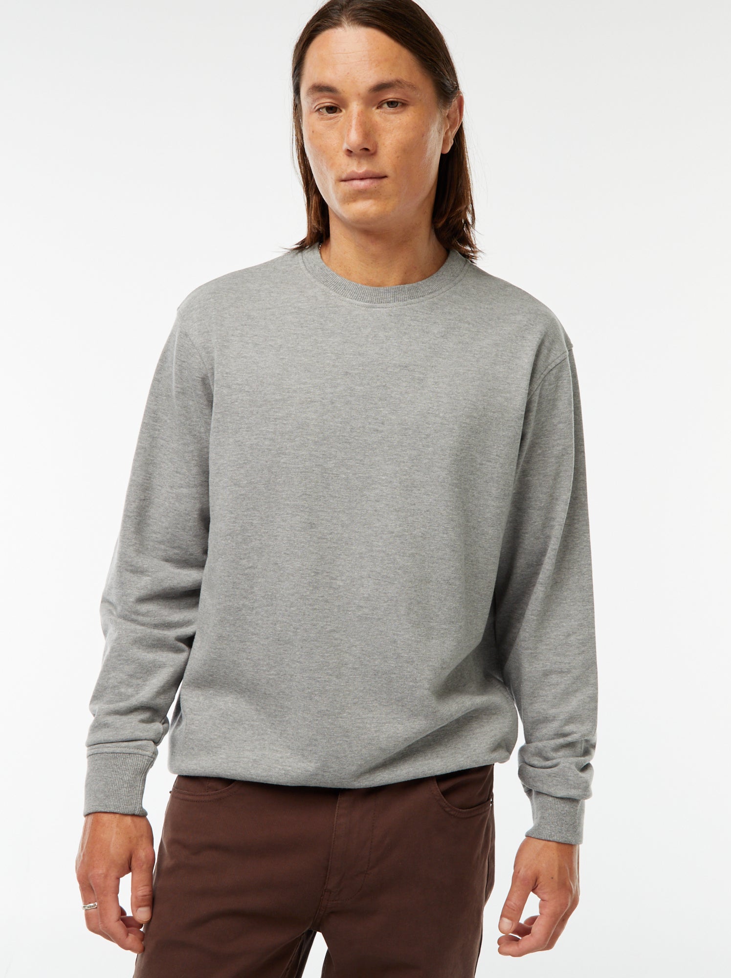Sweat uni en molleton léger - Gris