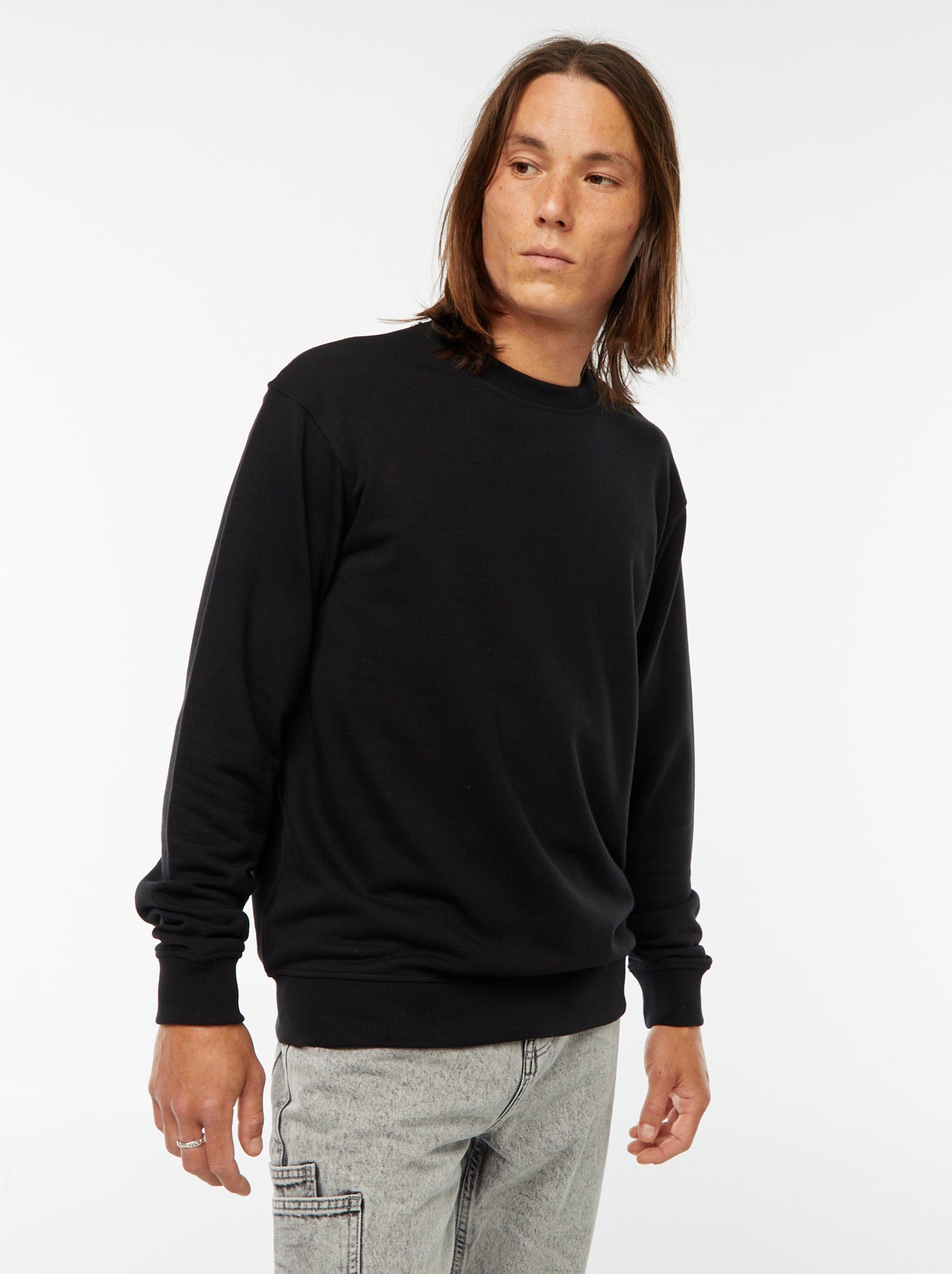 Sweat uni en molleton léger - Noir