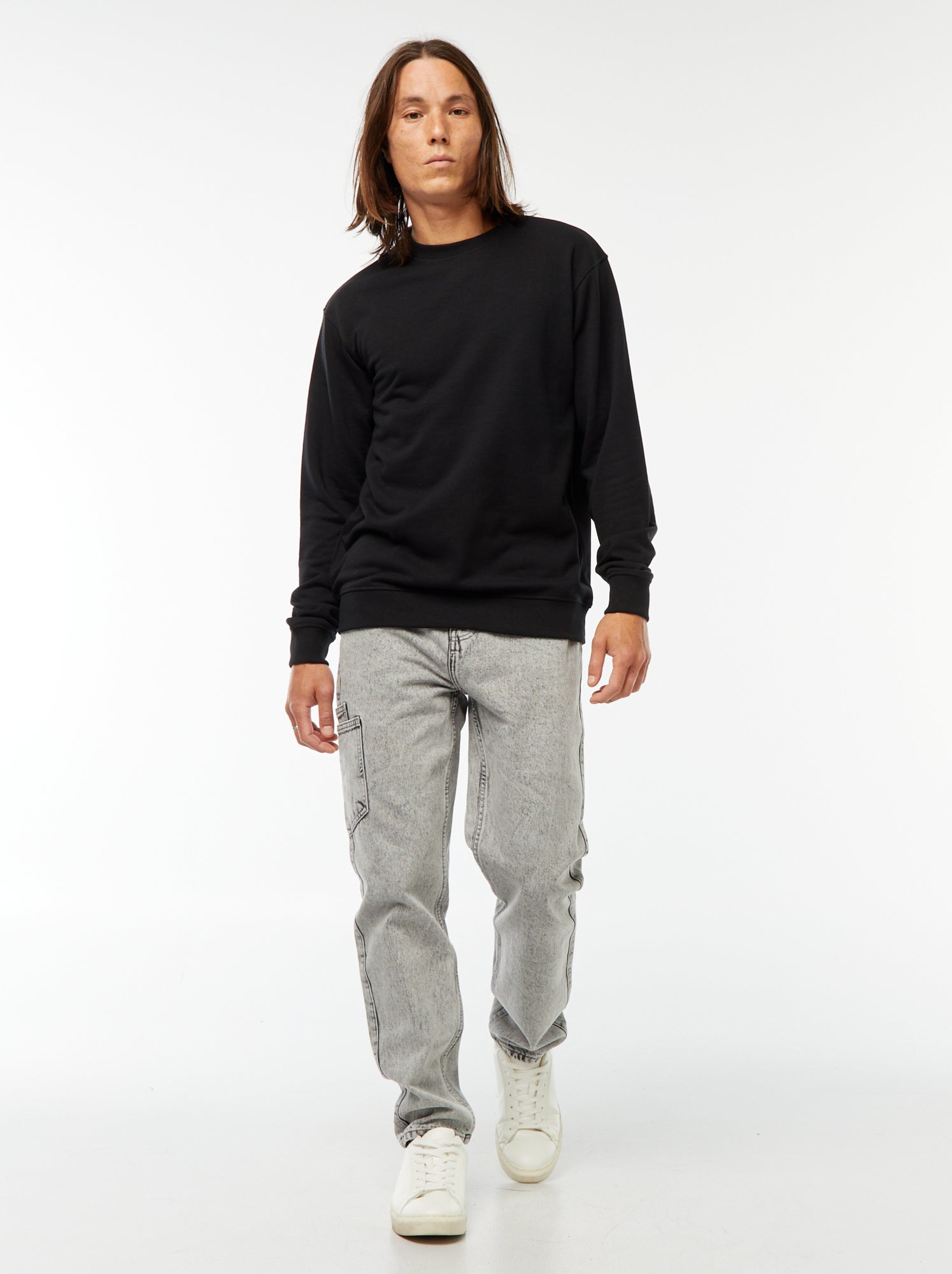Sweat uni en molleton léger - Noir