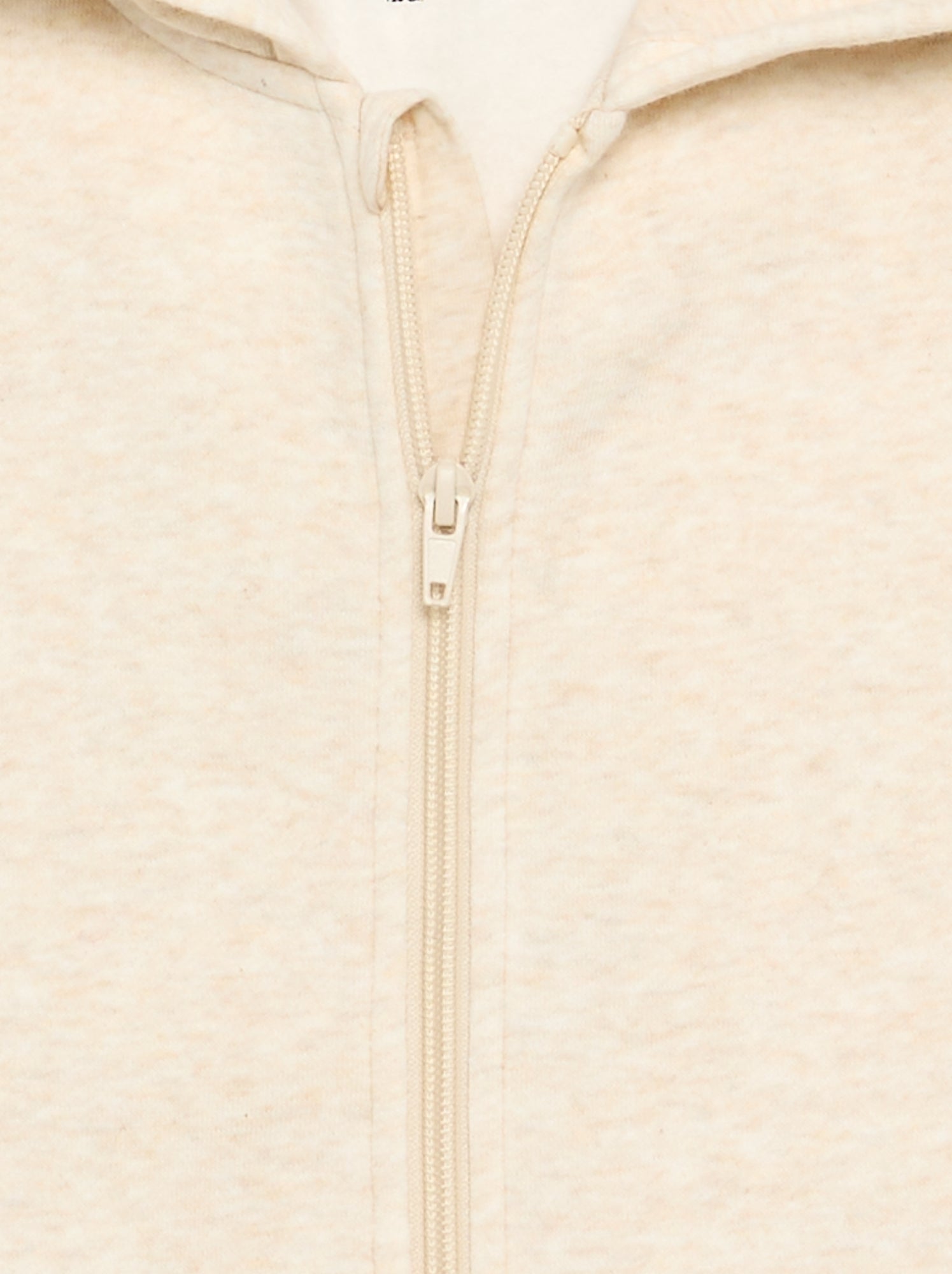 Sweat uni zippé à capuche - Beige
