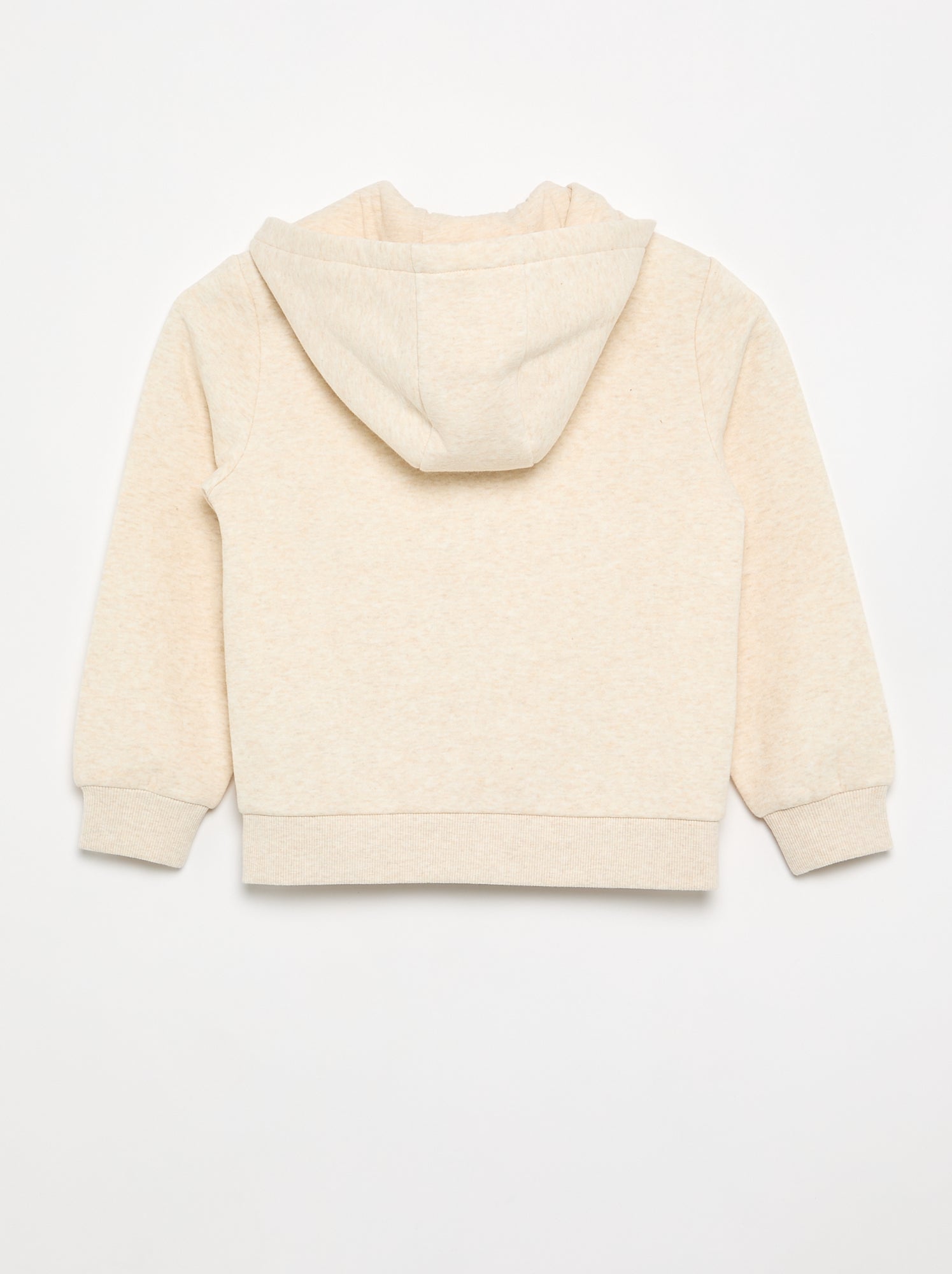 Sweat uni zippé à capuche - Beige