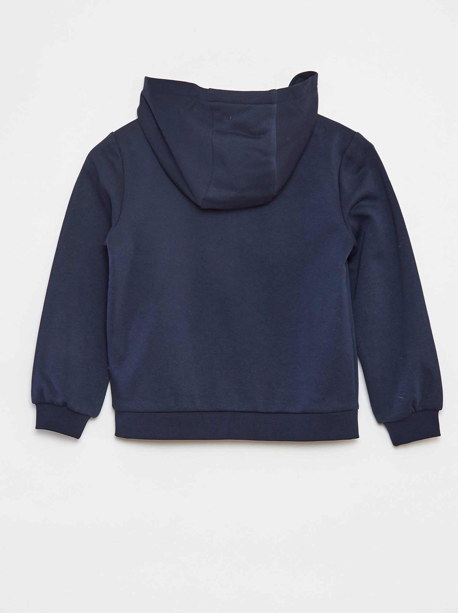 Sweat uni zippé à capuche - Bleu