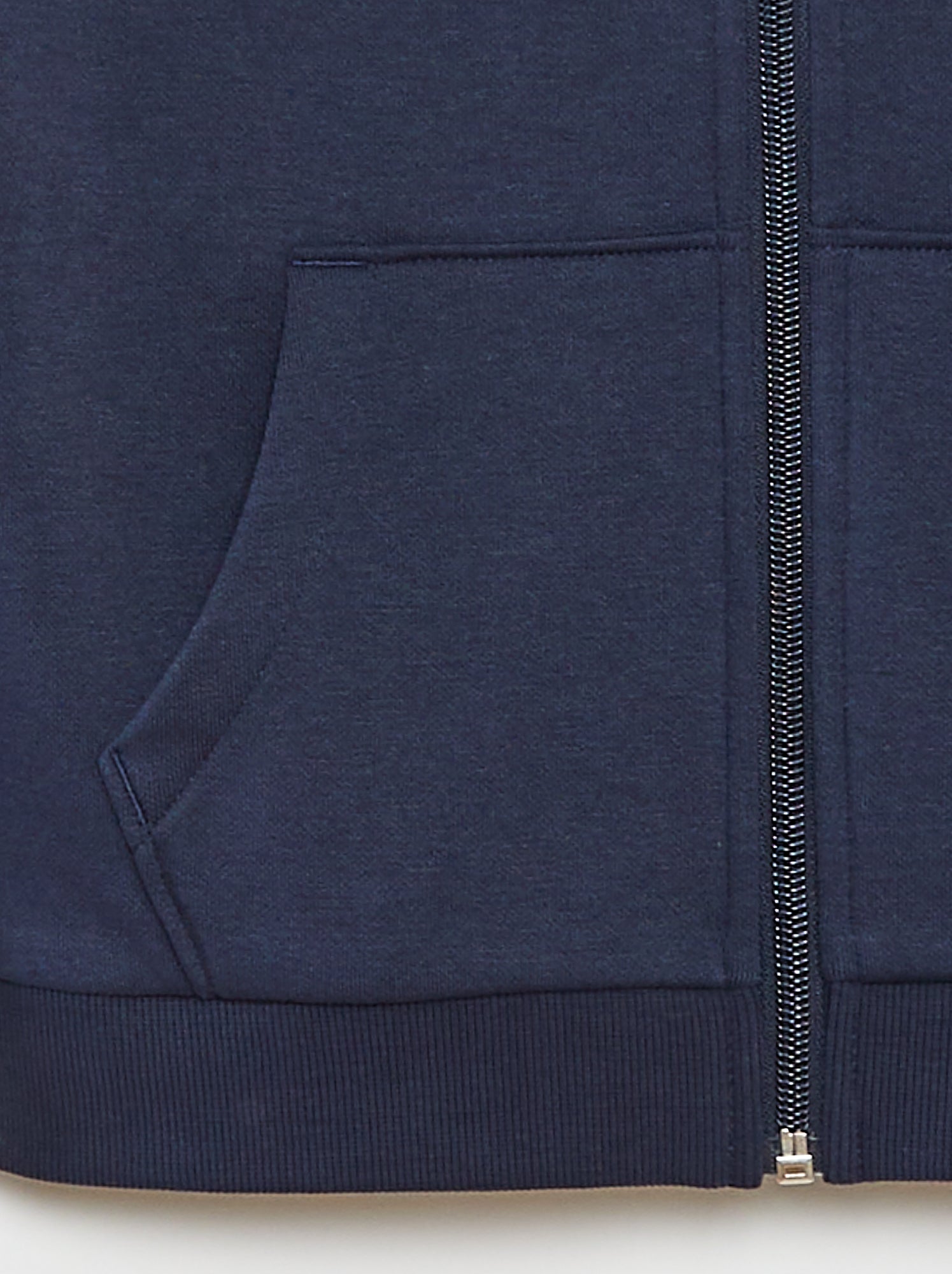 Sweat uni zippé à capuche - Bleu