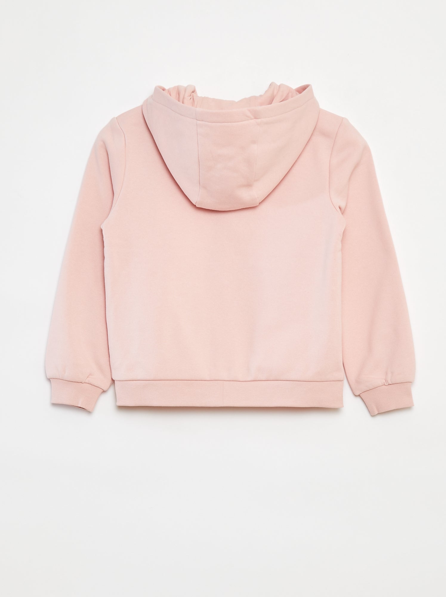 Sweat uni zippé à capuche - Rose