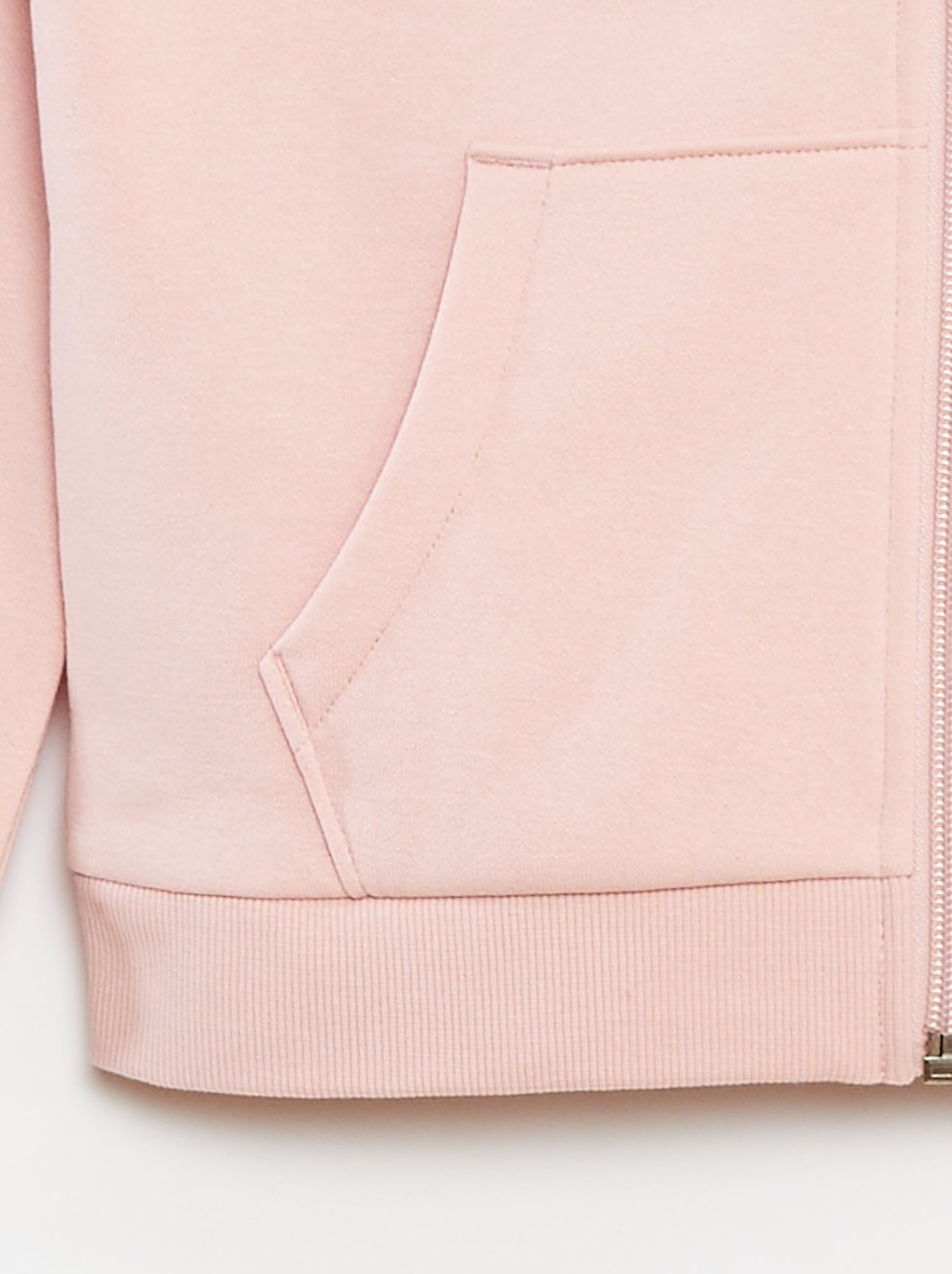 Sweat uni zippé à capuche - Rose