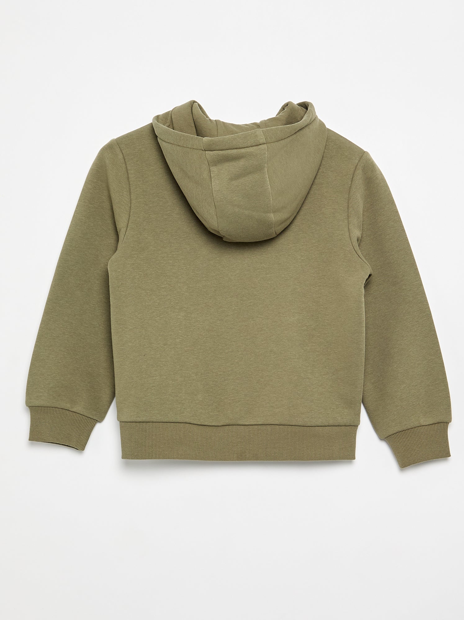 Sweat uni zippé à capuche - Vert