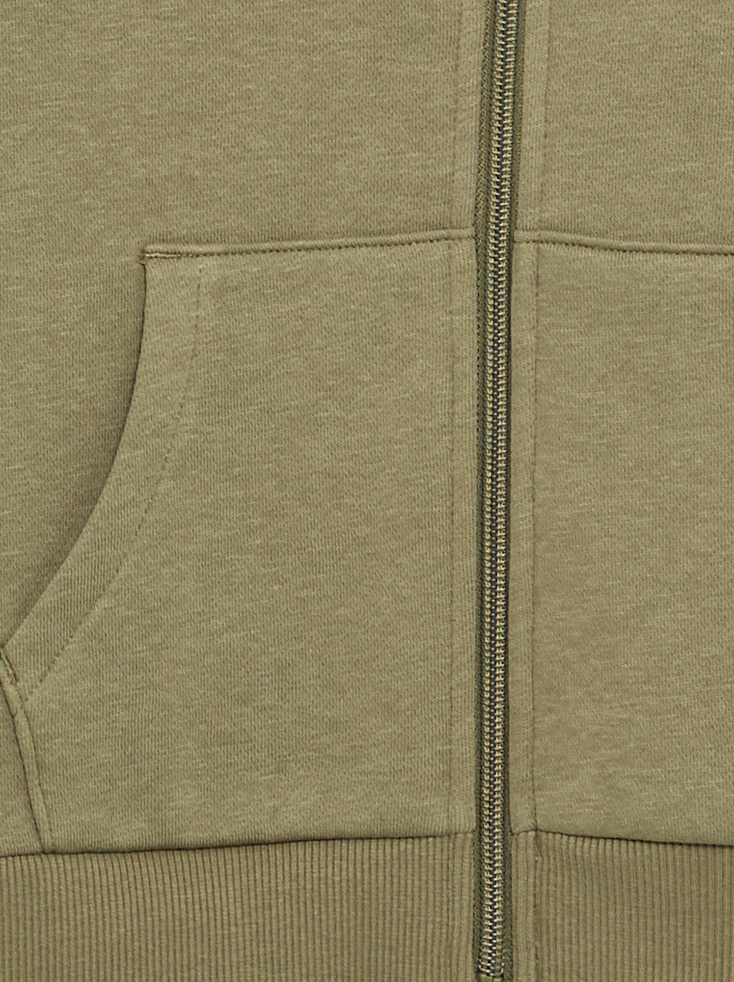 Sweat uni zippé à capuche - Vert
