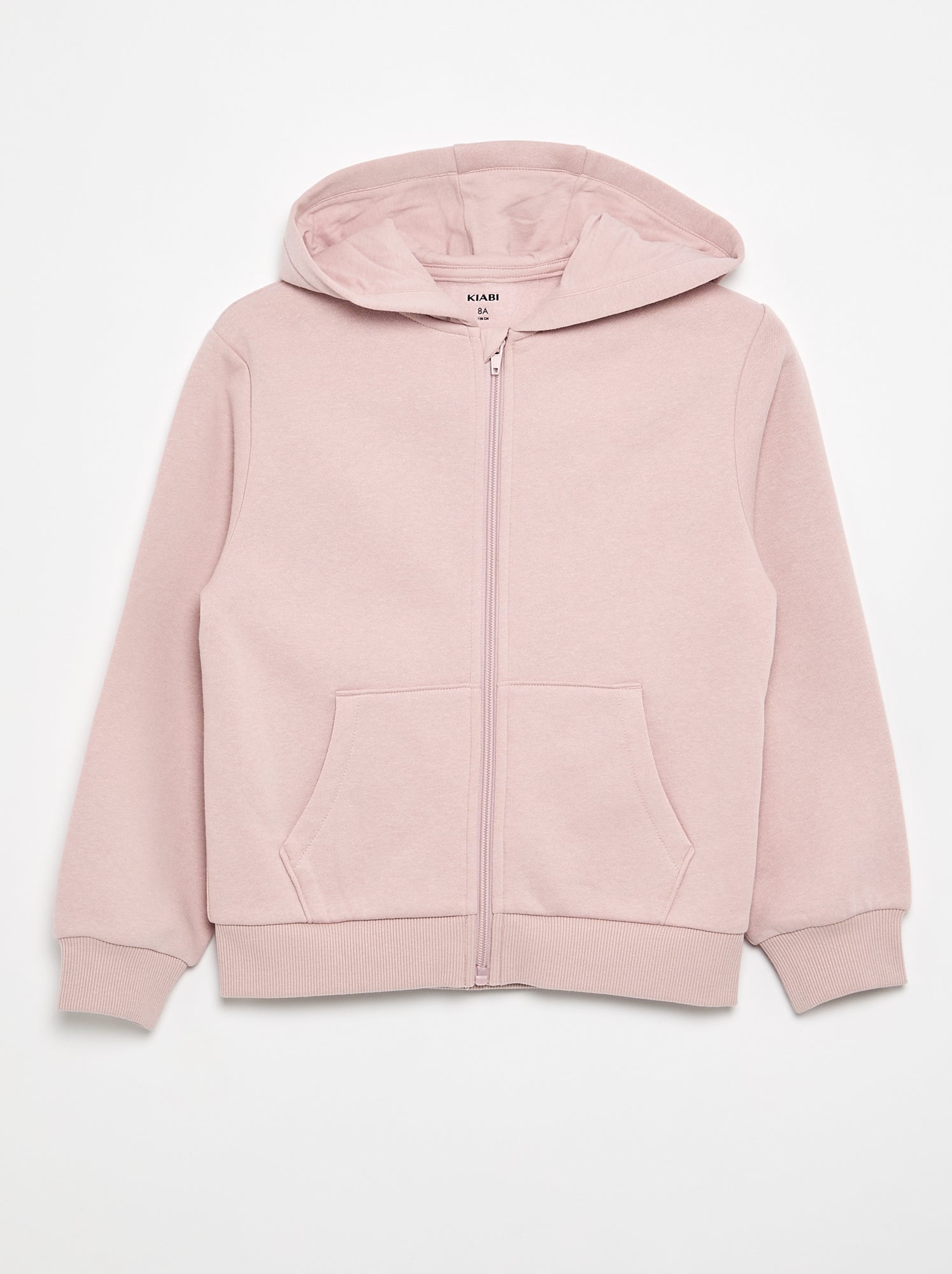 Sweat uni zippé à capuche - Violet