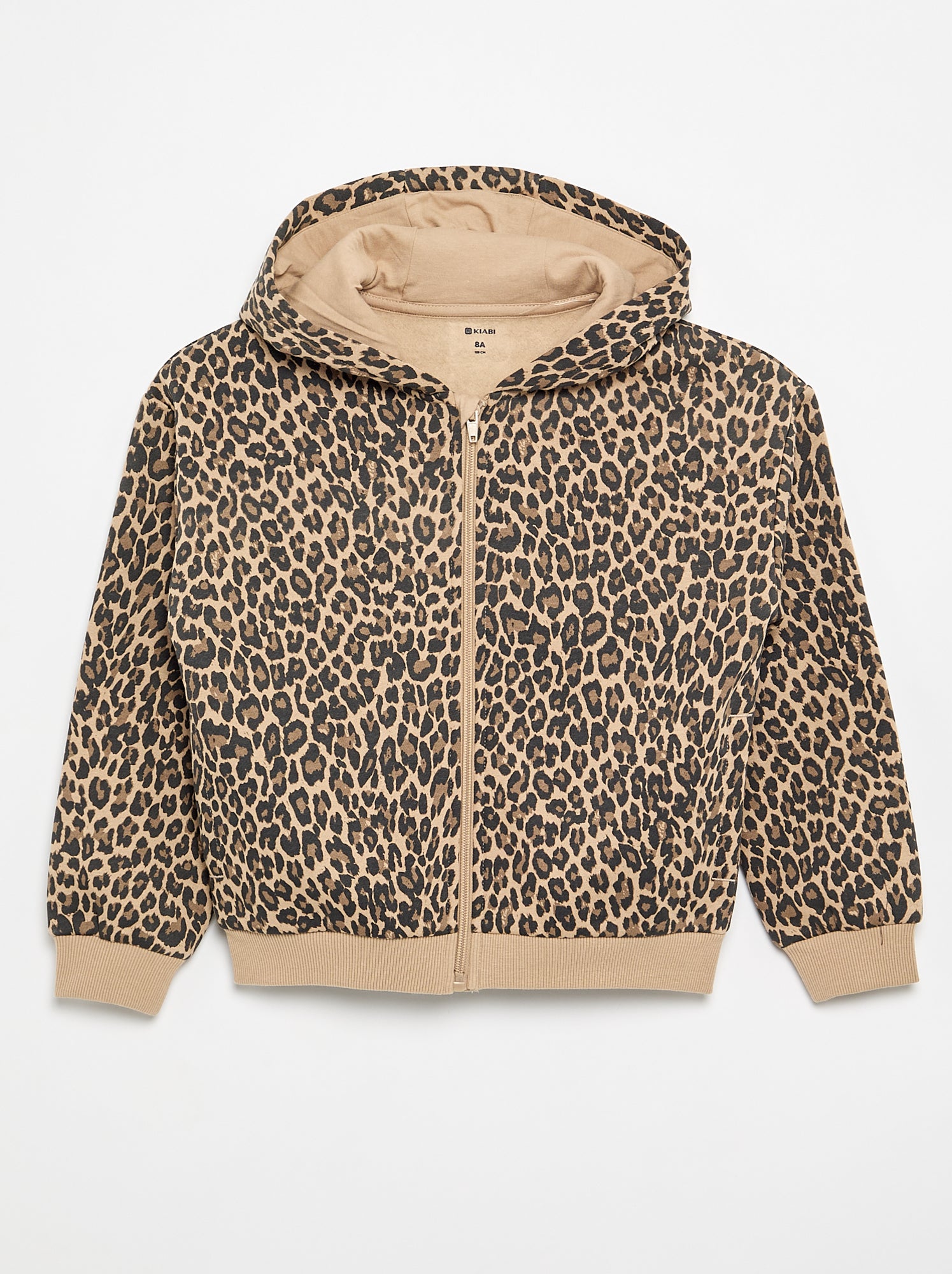 Sweat zippé à capuche avec imprimé all over - Beige (DTB09_22)