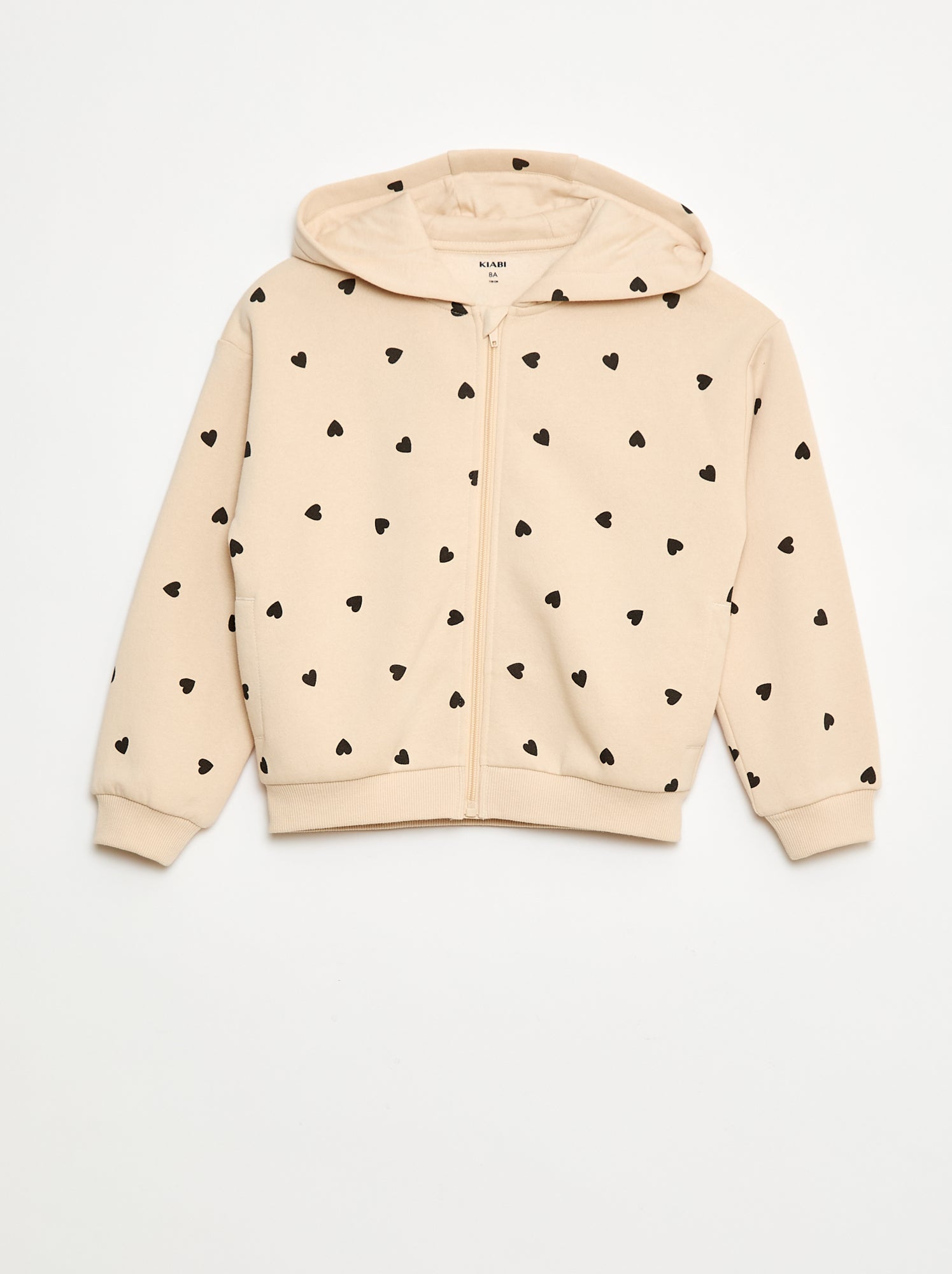 Sweat zippé à capuche avec imprimé all over - Beige (DTB09_3)