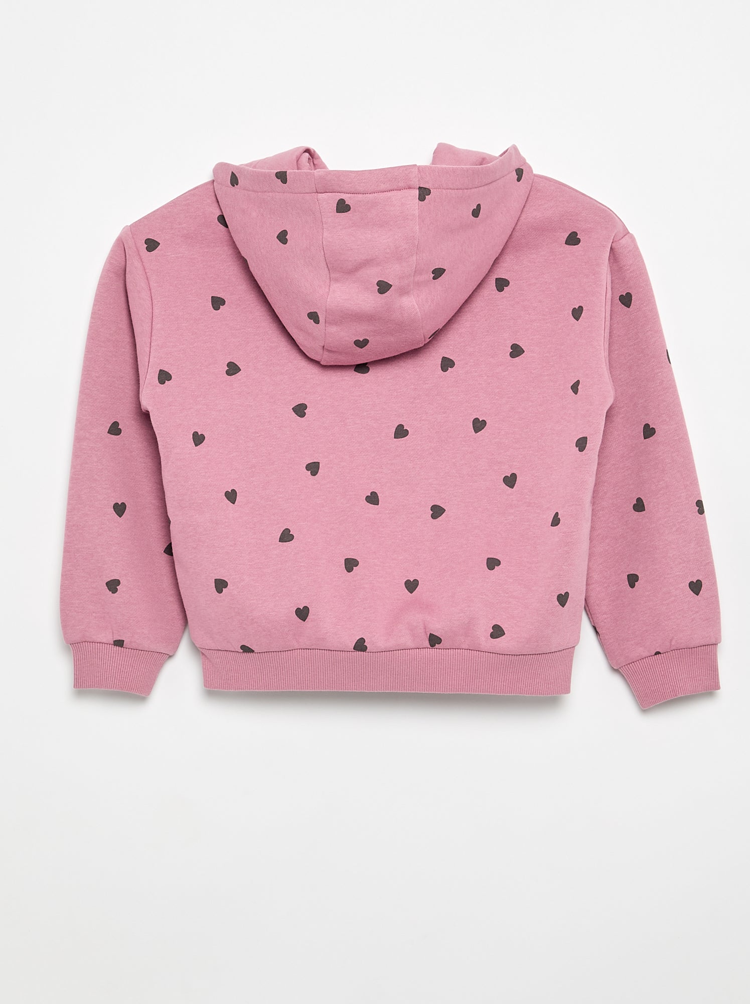 Sweat zippé à capuche avec imprimé all over - Rose