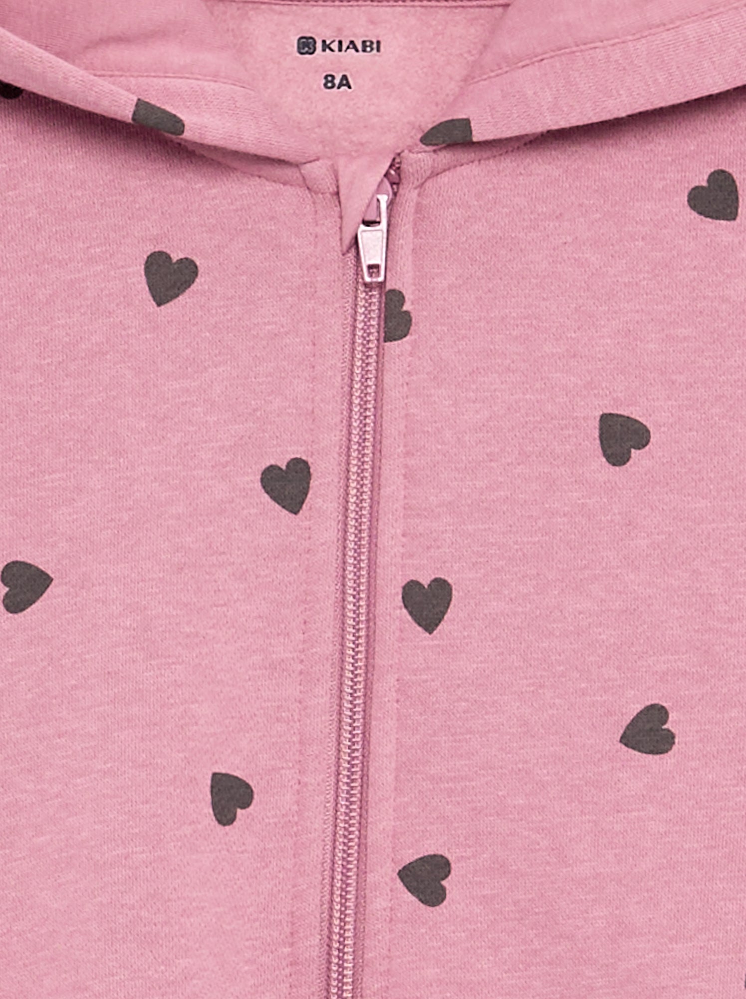 Sweat zippé à capuche avec imprimé all over - Rose