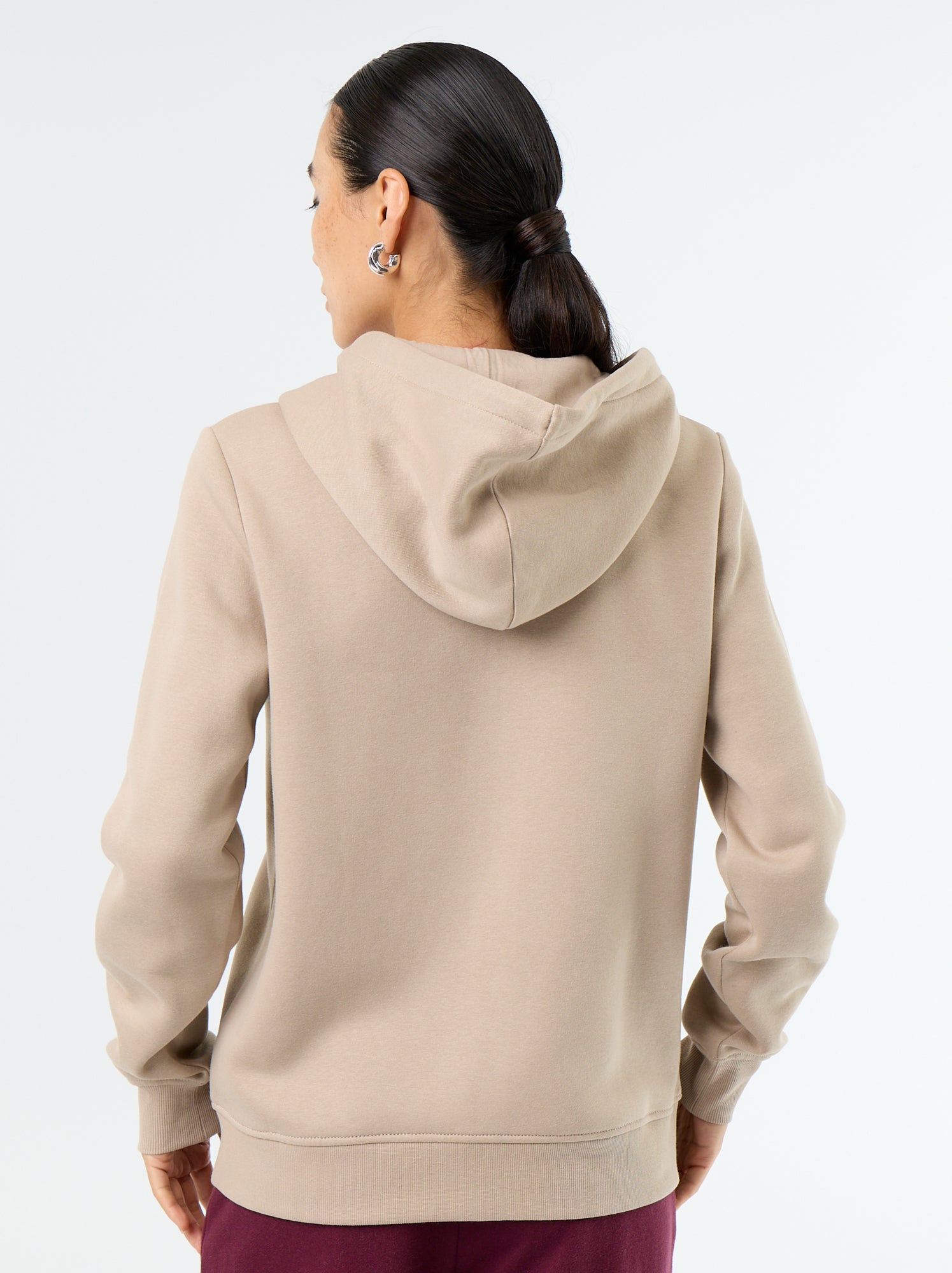 Sweat zippé à capuche basique - Beige