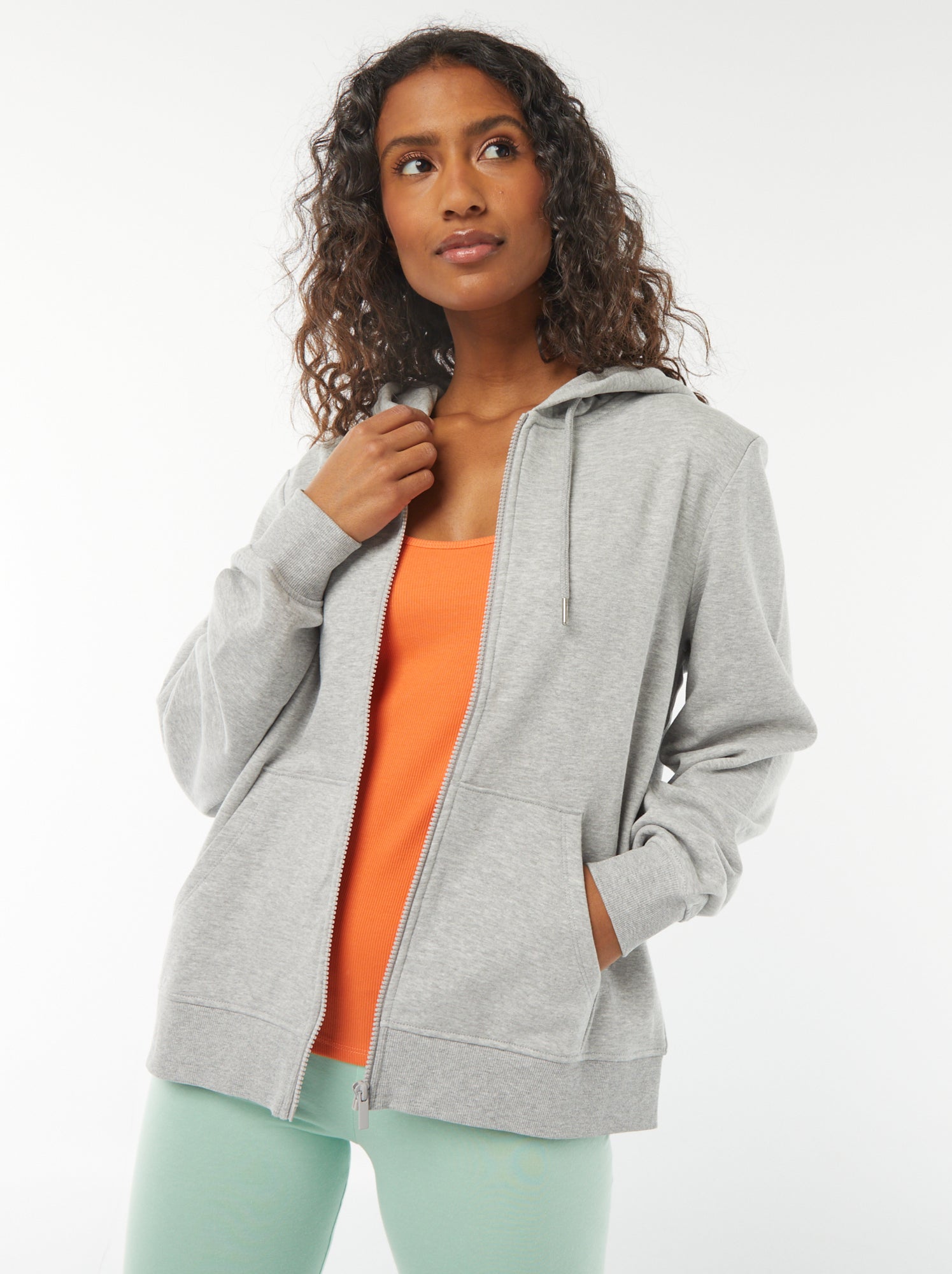 Sweat zippé à capuche basique - Gris