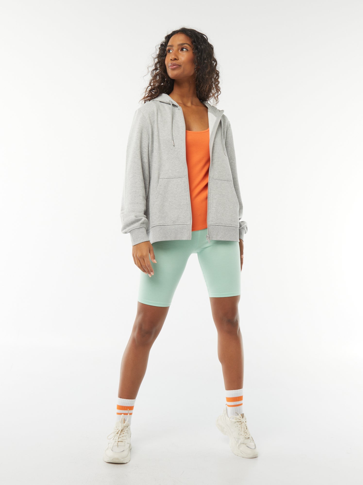Sweat zippé à capuche basique - Gris
