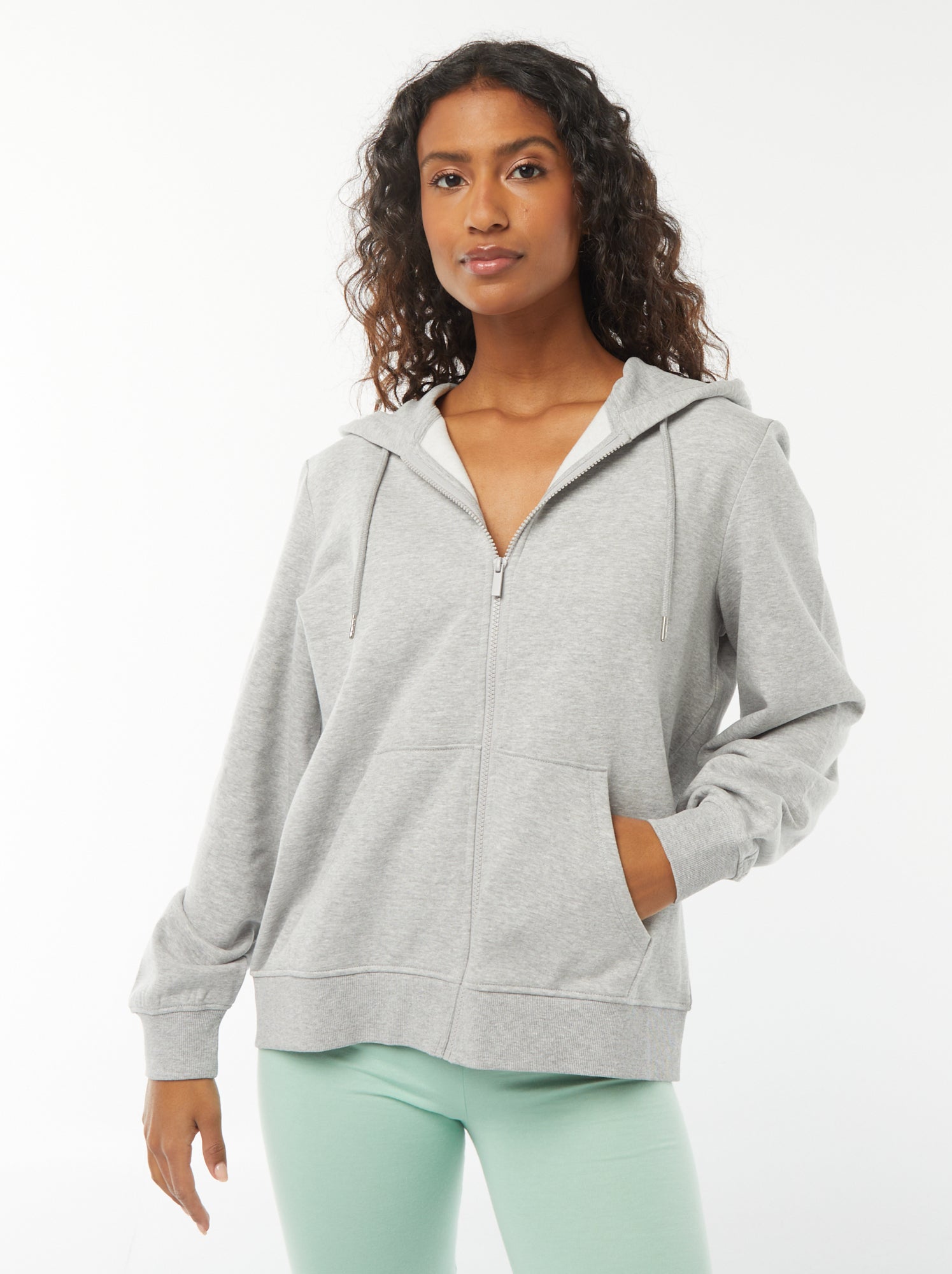 Sweat zippé à capuche basique - Gris