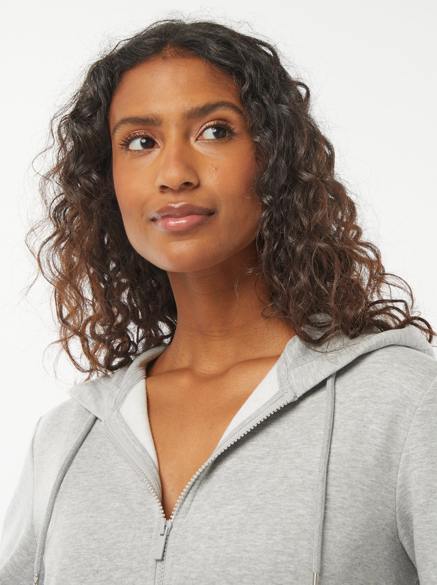 Sweat zippé à capuche basique - Gris