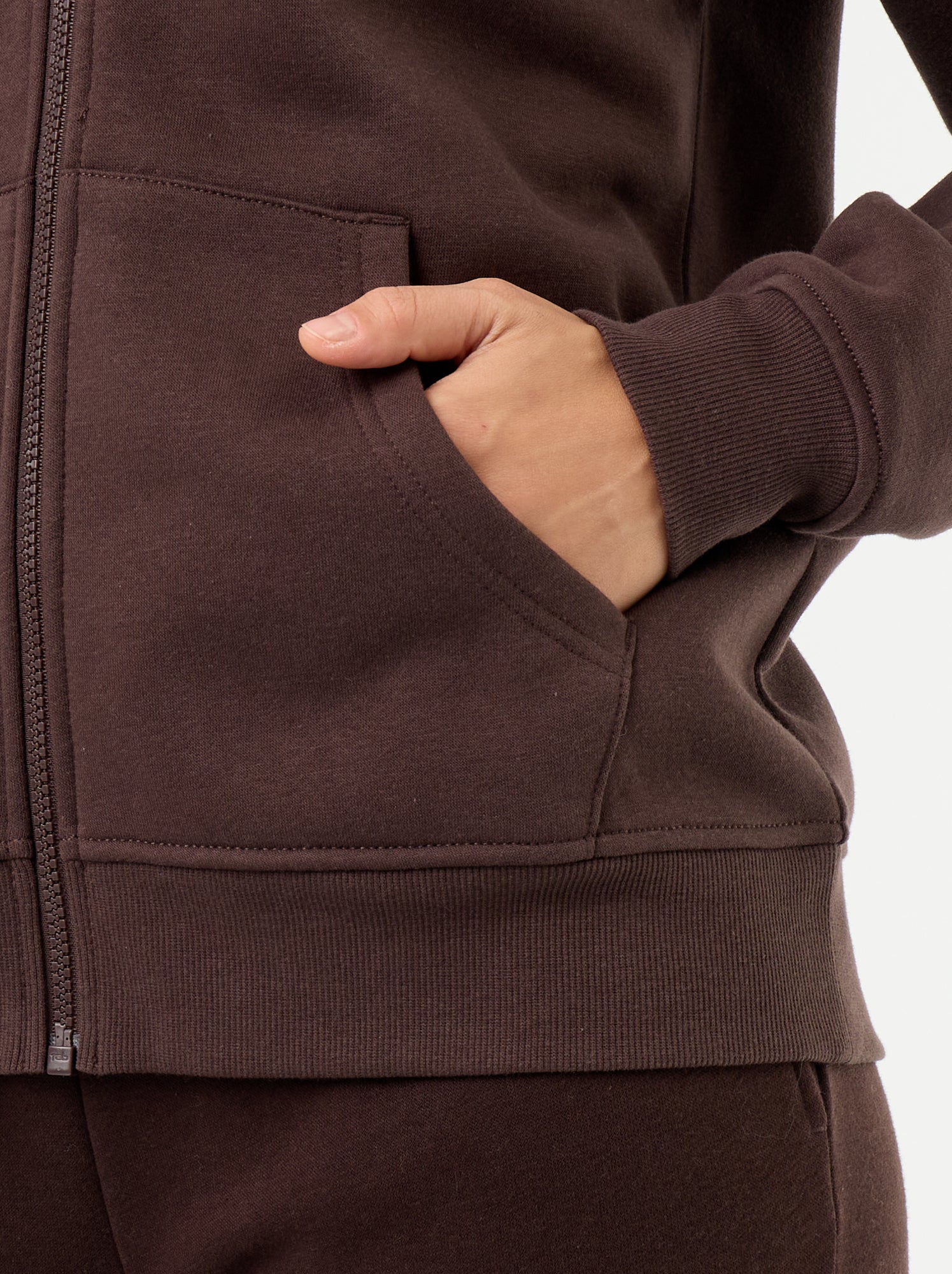 Sweat zippé à capuche basique - Marron