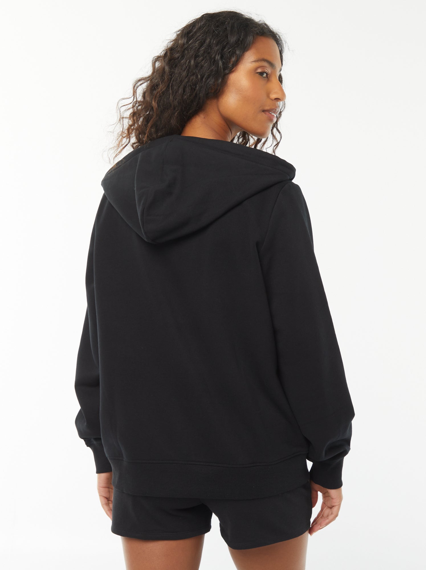 Sweat zippé à capuche basique - Noir