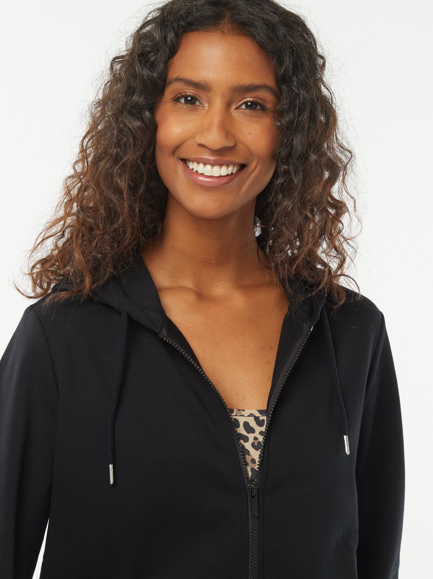 Sweat zippé à capuche basique - Noir