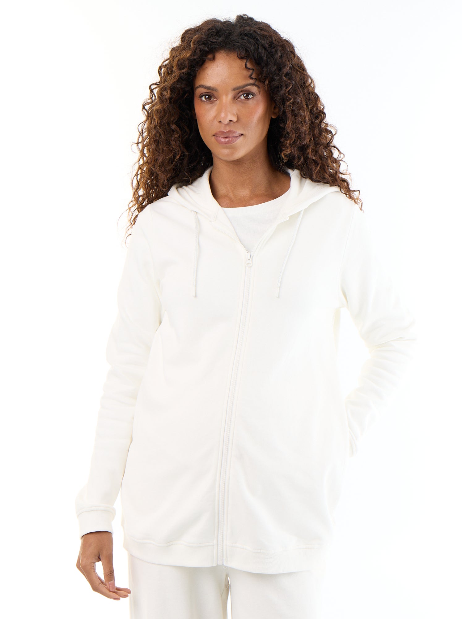 Sweat zippé à capuche d'allaitement - Blanc