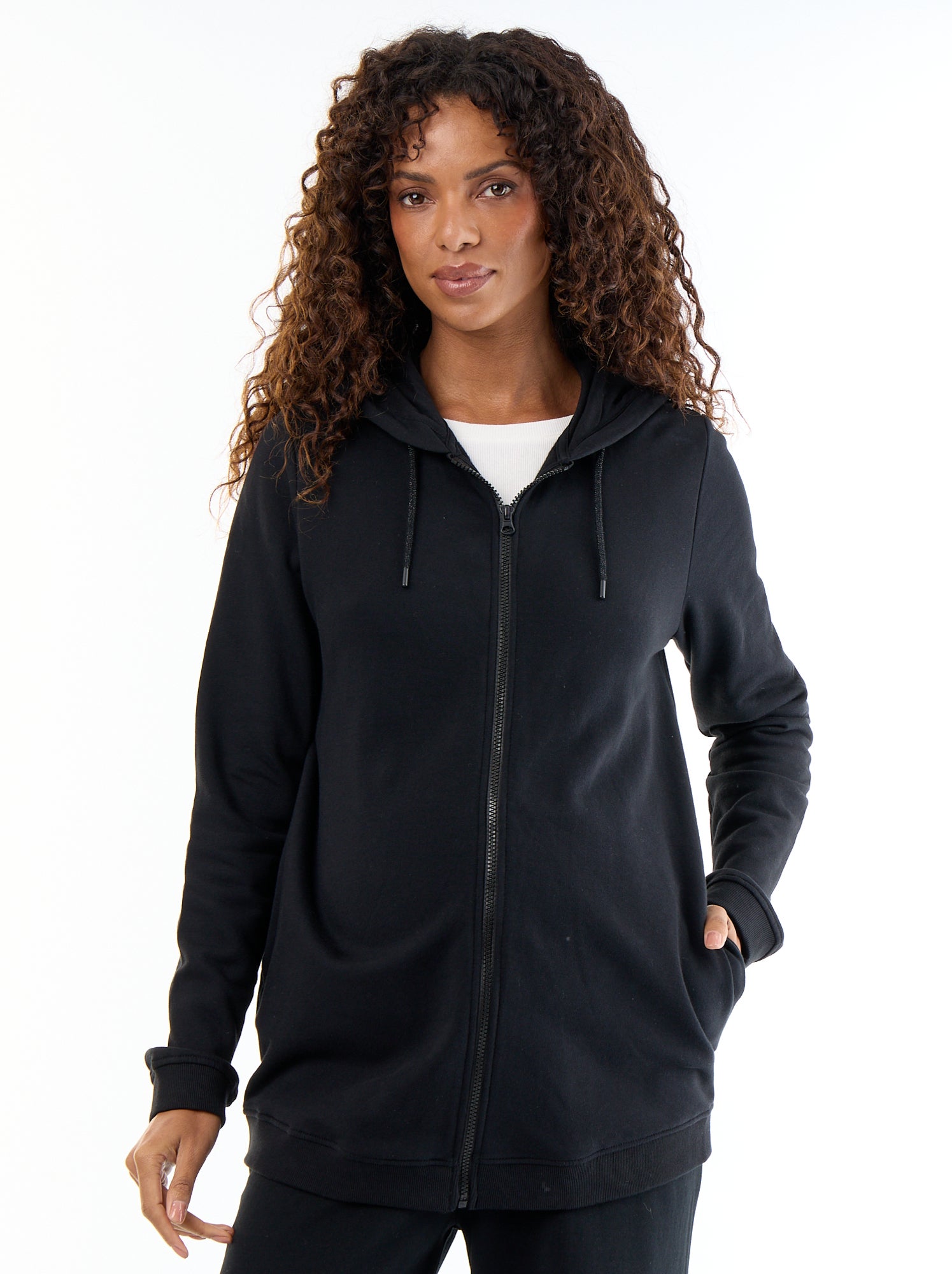 Sweat zippé à capuche d'allaitement - Noir