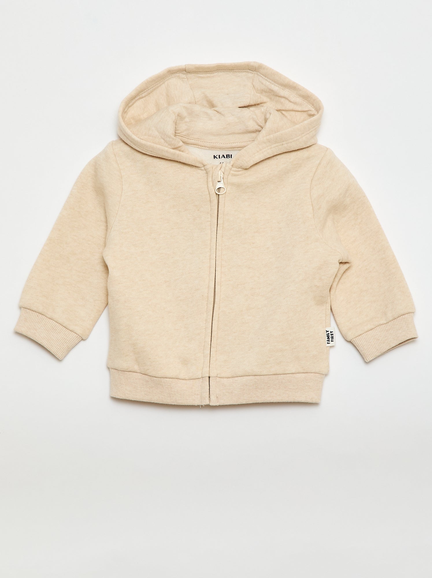 Sweat zippé à capuche en molleton gratté - Beige