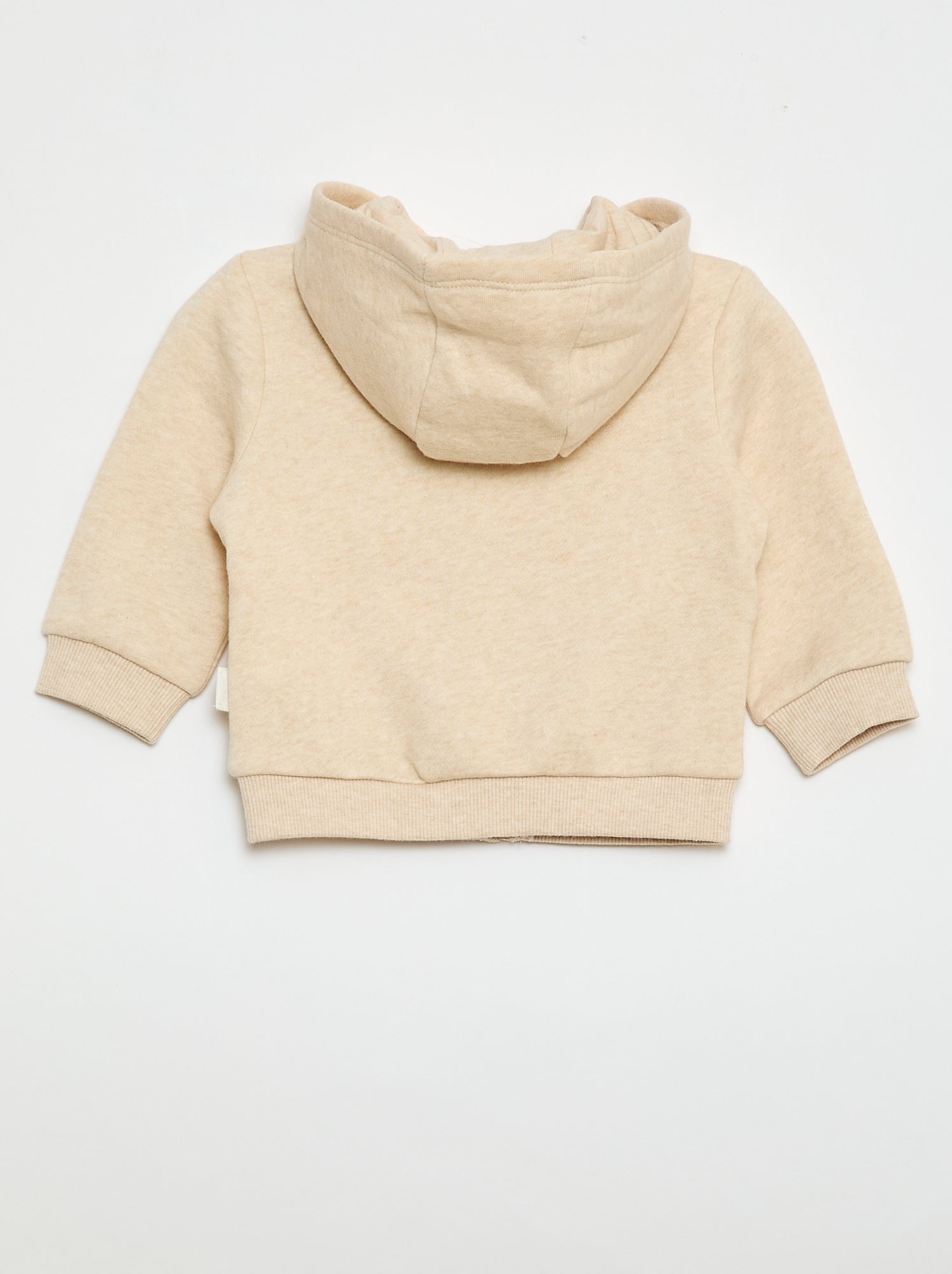 Sweat zippé à capuche en molleton gratté - Beige