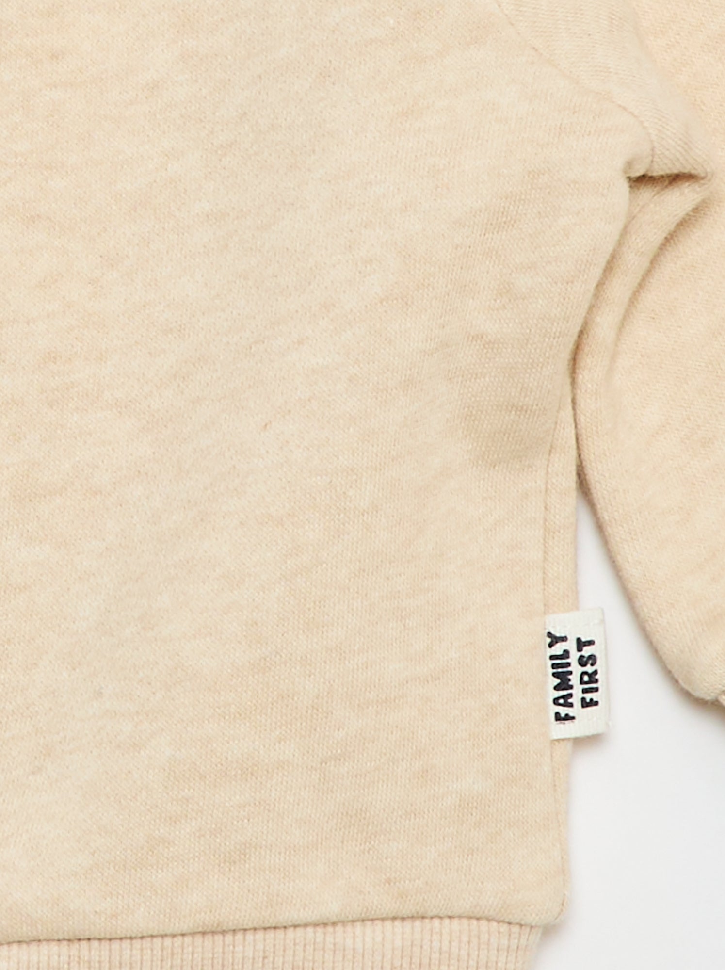 Sweat zippé à capuche en molleton gratté - Beige