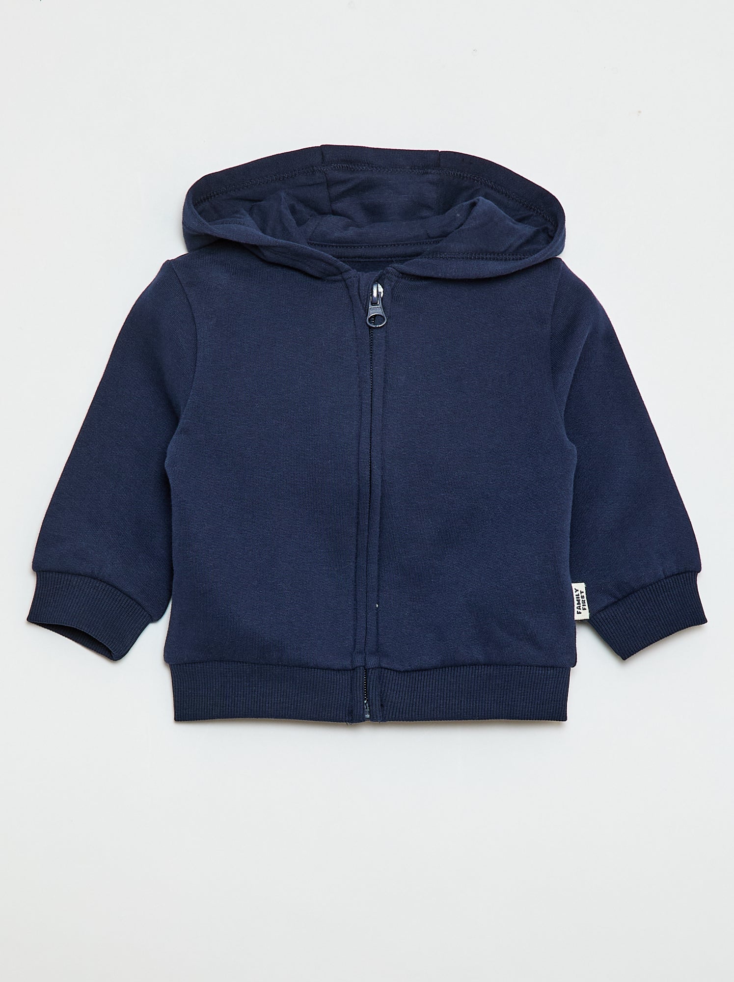 Sweat zippé à capuche en molleton gratté - Bleu foncé