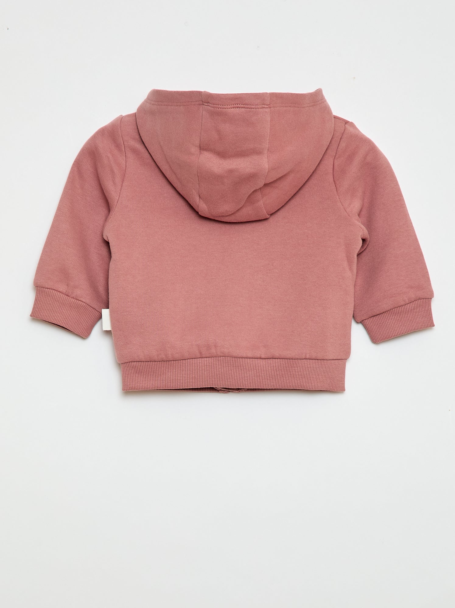 Sweat zippé à capuche en molleton gratté - Rose