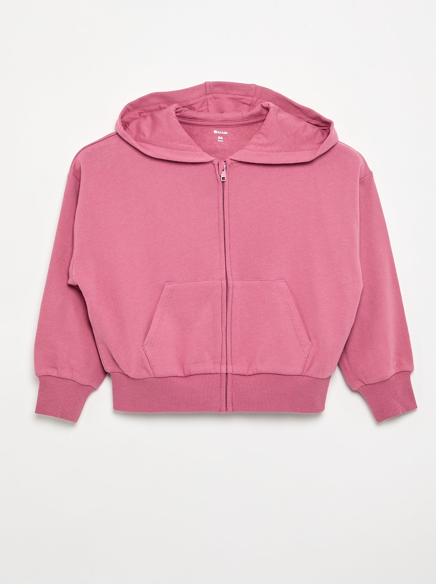 Sweat zippé à capuche - Rose
