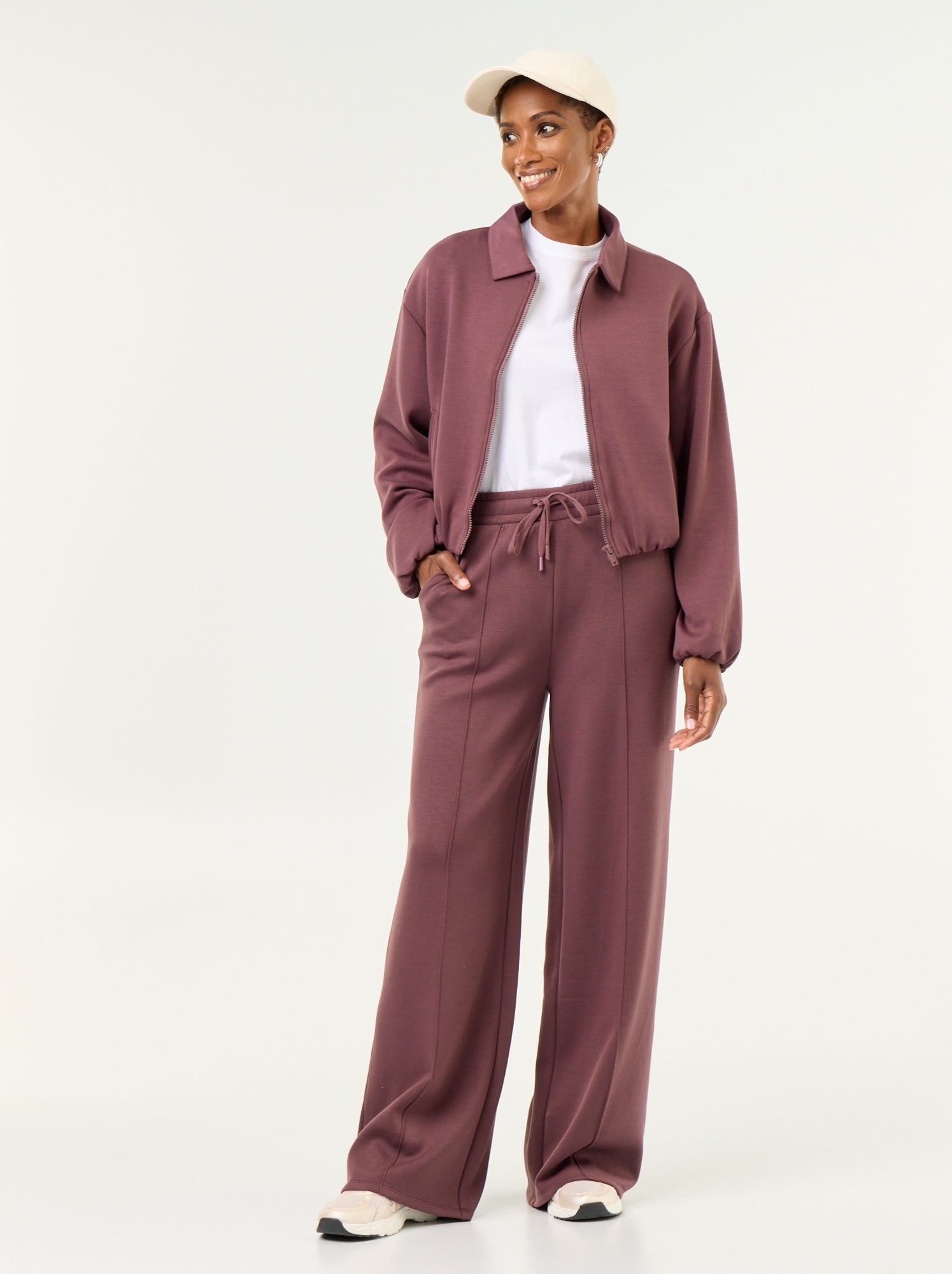 Sweat zippé avec col chemise - Violet