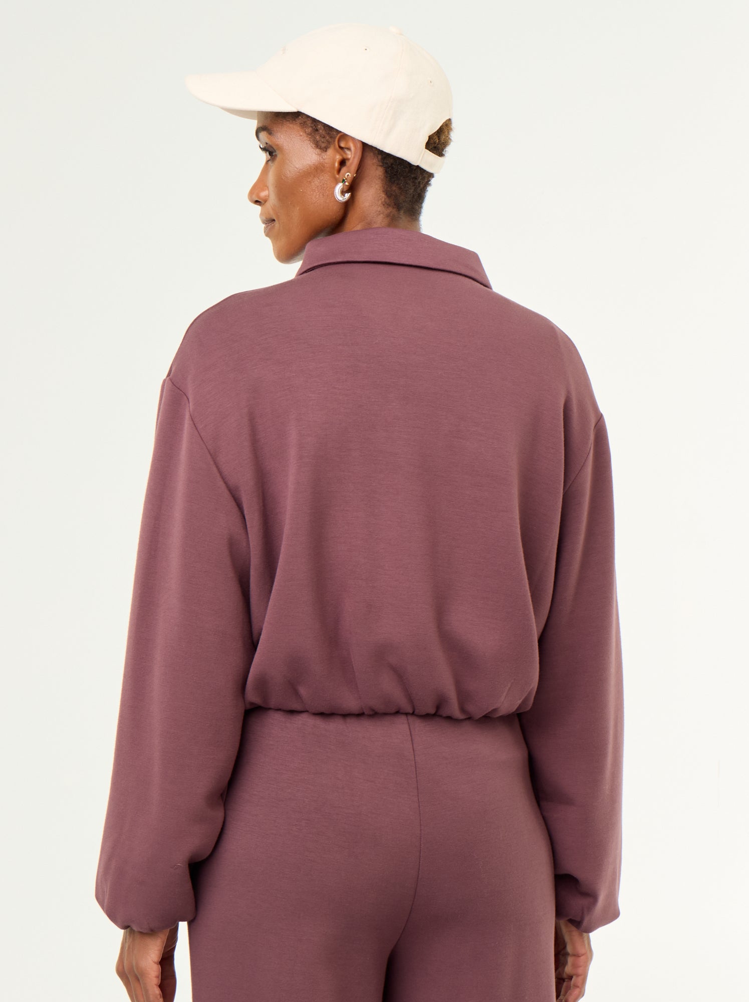 Sweat zippé avec col chemise - Violet