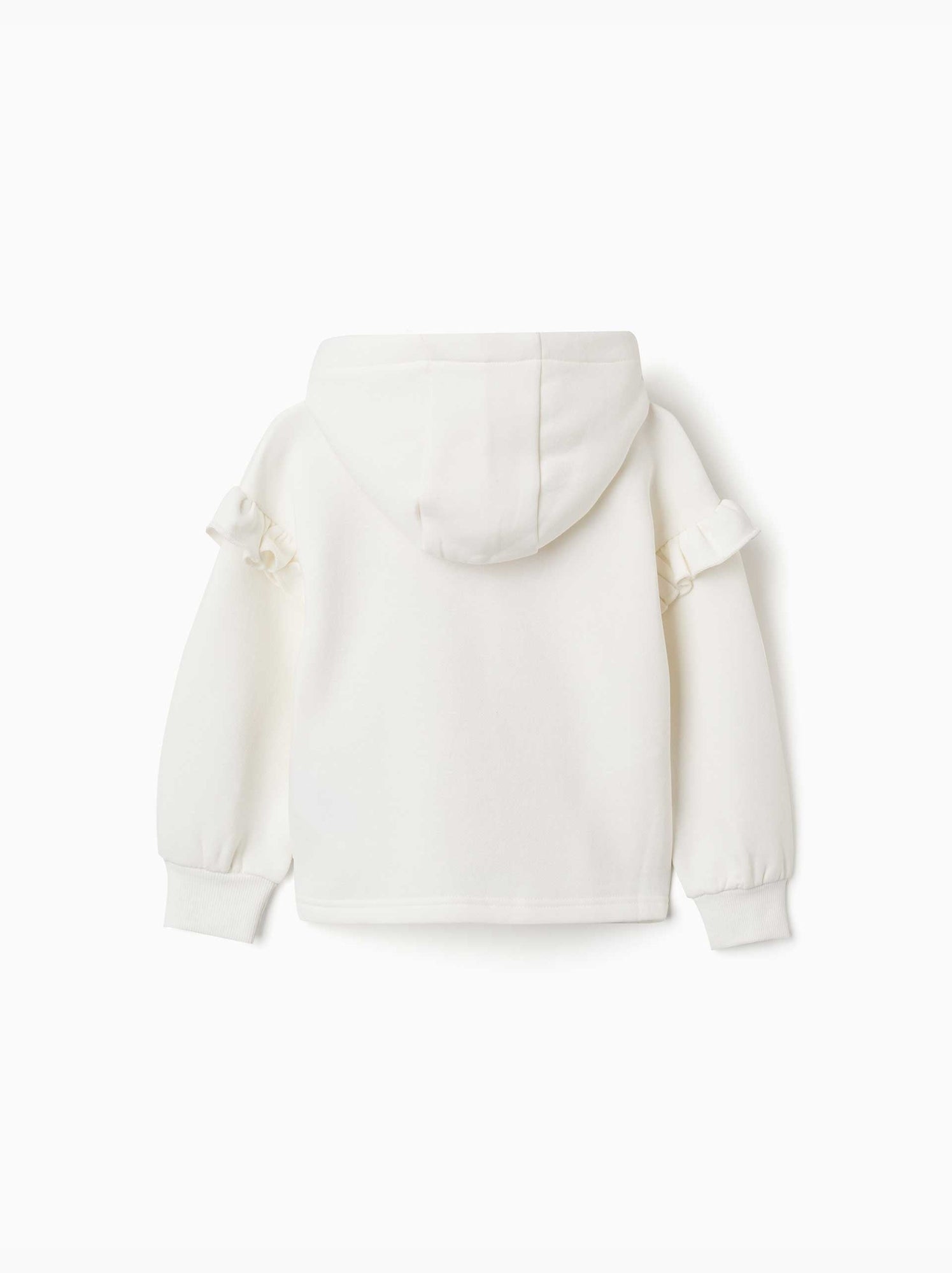 Sweat zippé en molleton avec capuche et doublure en coton peigné - Blanc