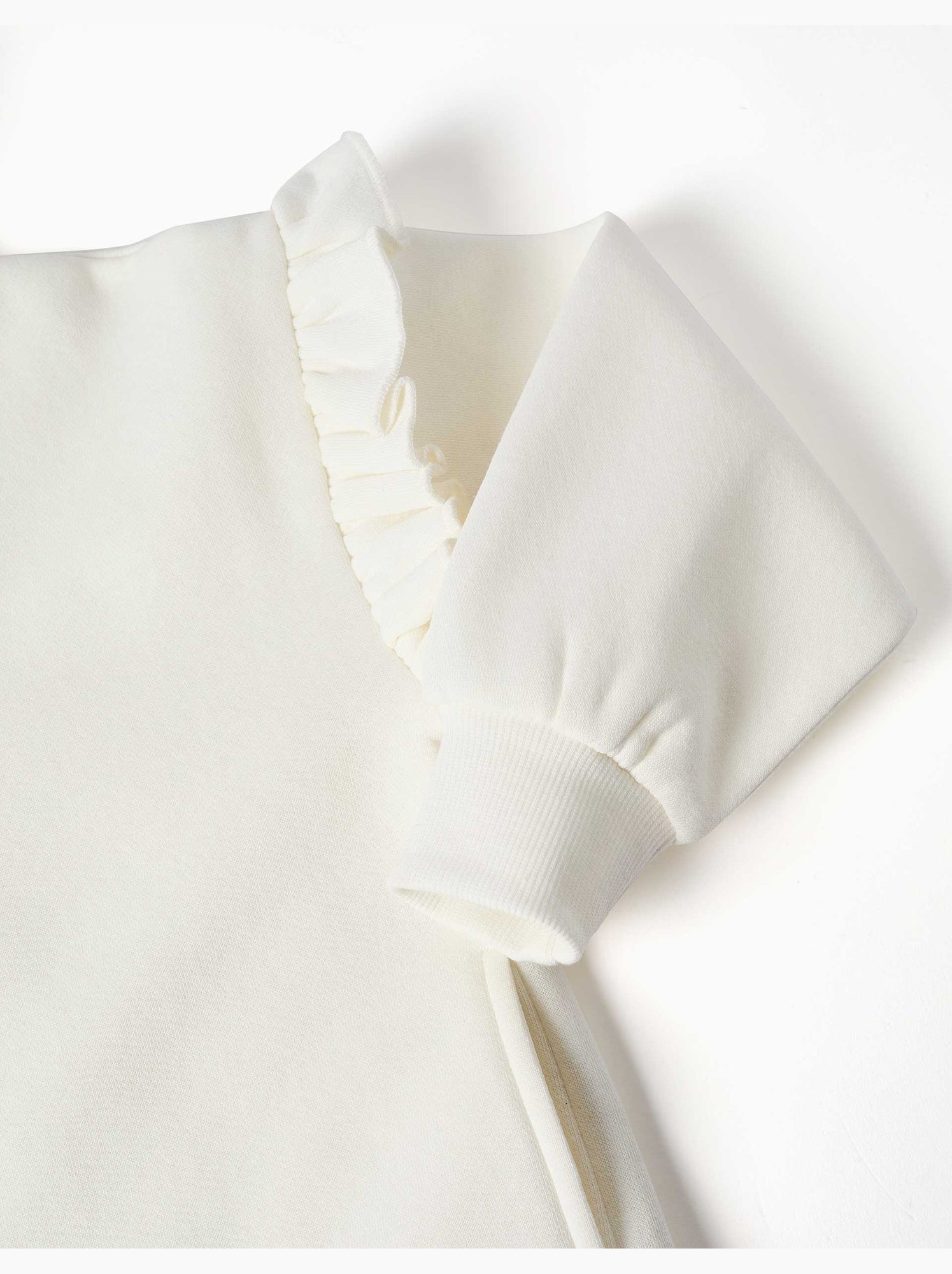 Sweat zippé en molleton avec capuche et doublure en coton peigné - Blanc