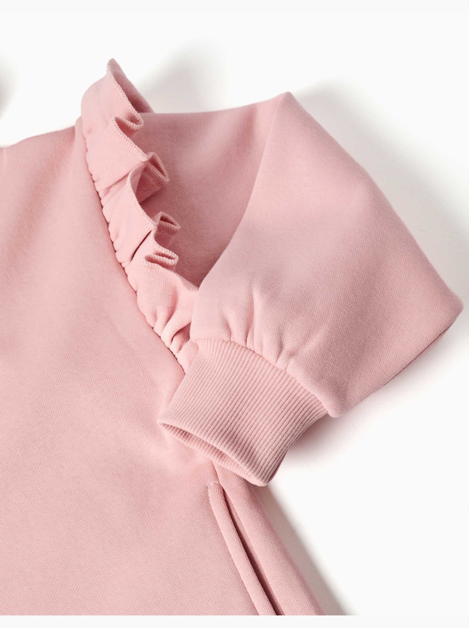 Sweat zippé en molleton avec capuche et doublure en coton peigné - Rose clair