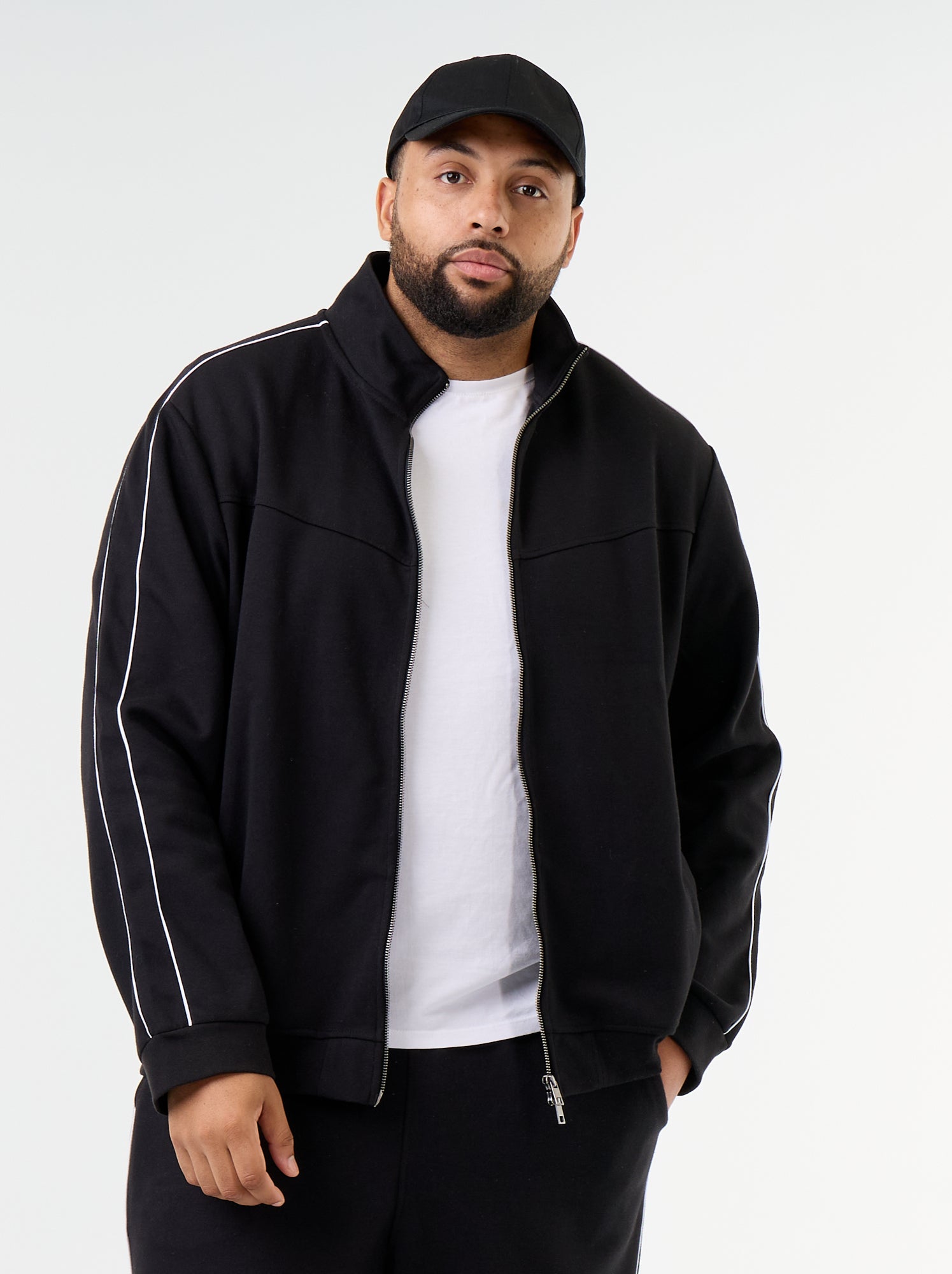 Sweat zippé en molleton léger - Noir