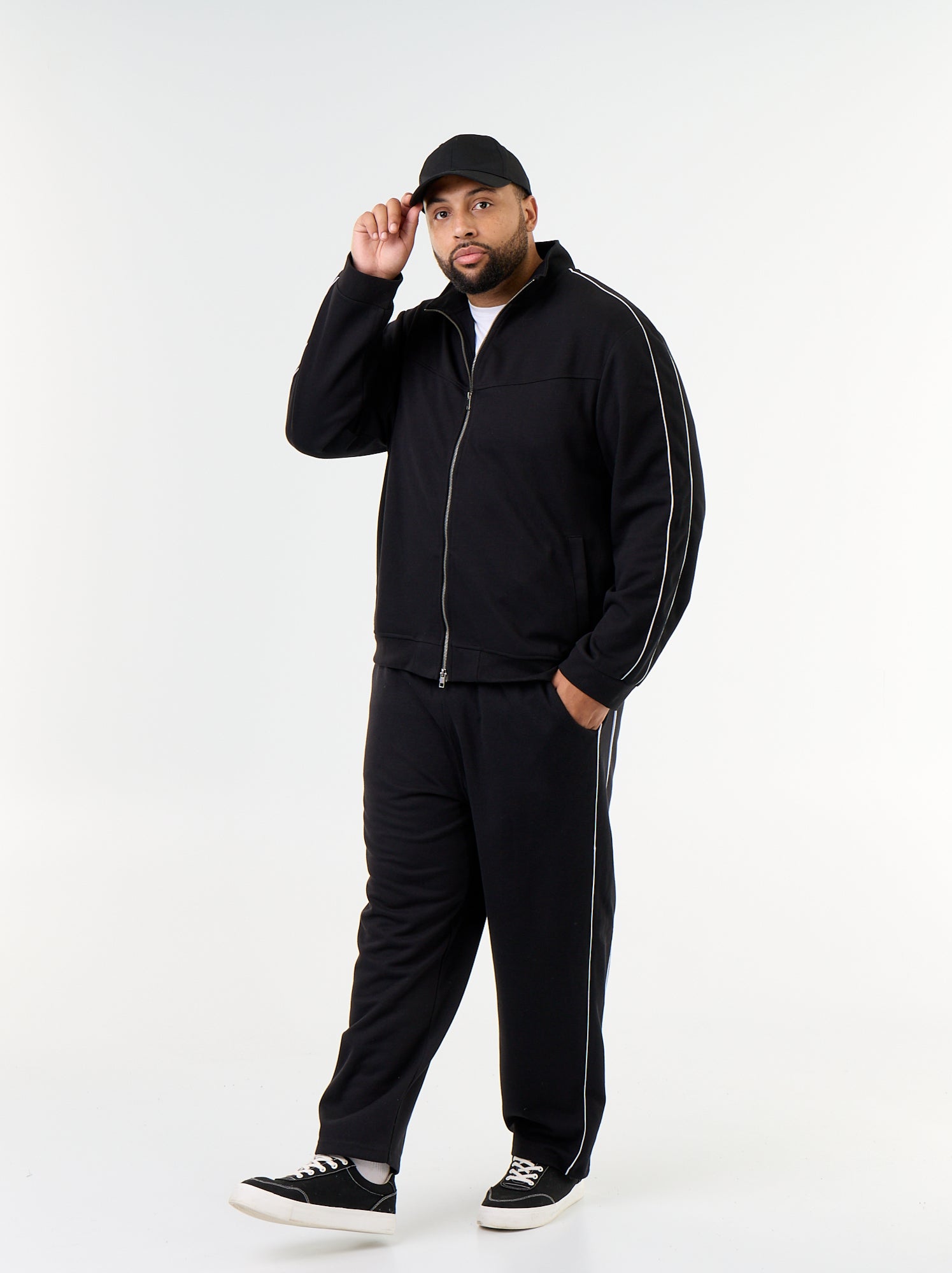 Sweat zippé en molleton léger - Noir
