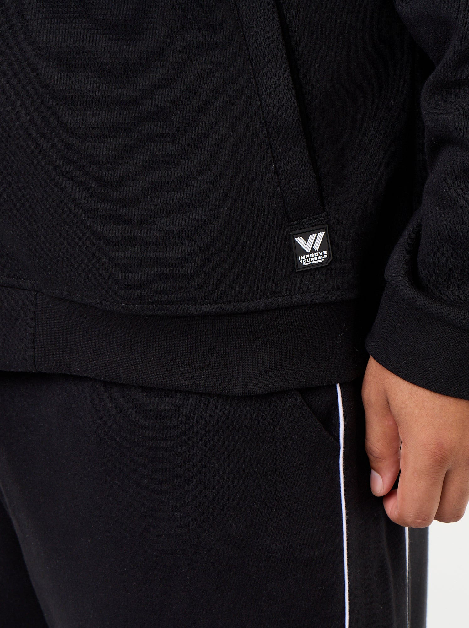 Sweat zippé en molleton léger - Noir