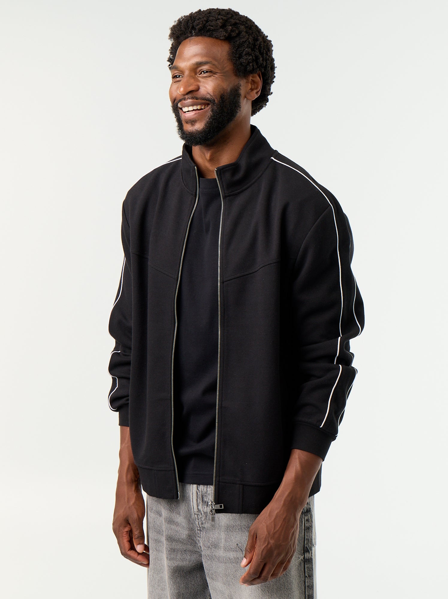 Sweat zippé en molleton - Noir (FZV78_2)