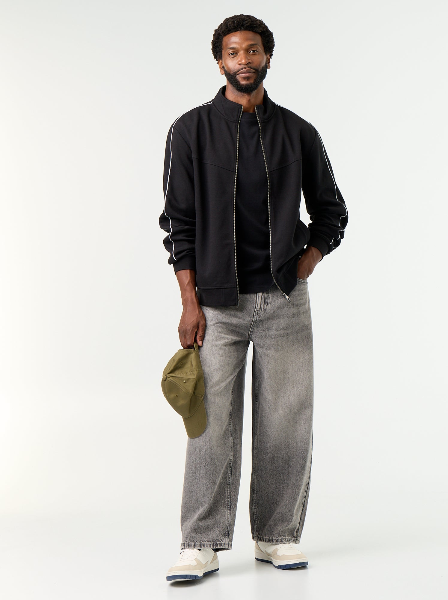 Sweat zippé en molleton - Noir (FZV78_2)