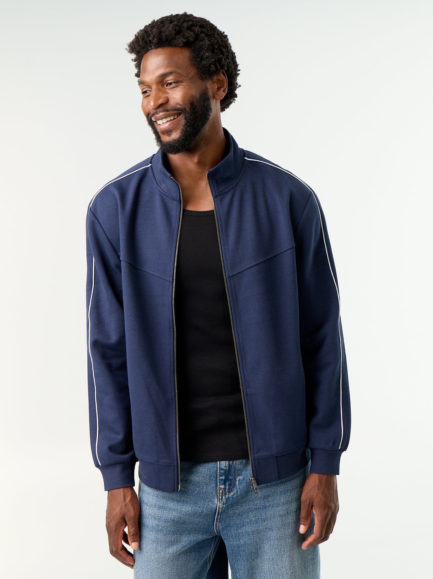 Sweat zippé en molleton - Noir (FZV78_3)